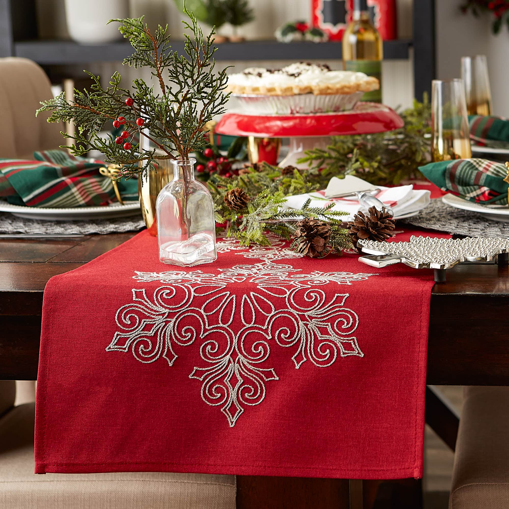 DII&#xAE; 70&#x22; Sparkle Snowflakes Embroidered Table Runner