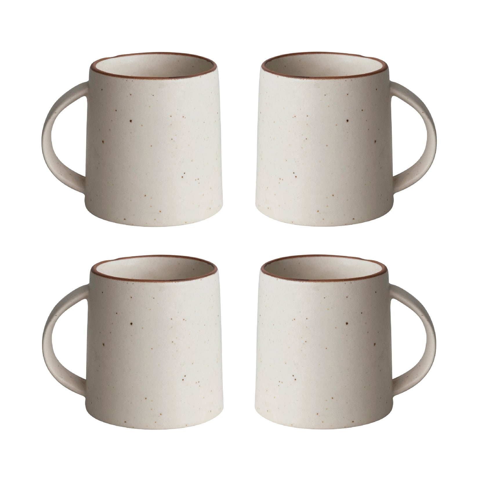 10oz. Ivory and Brown Speckled Stoneware Mug Set