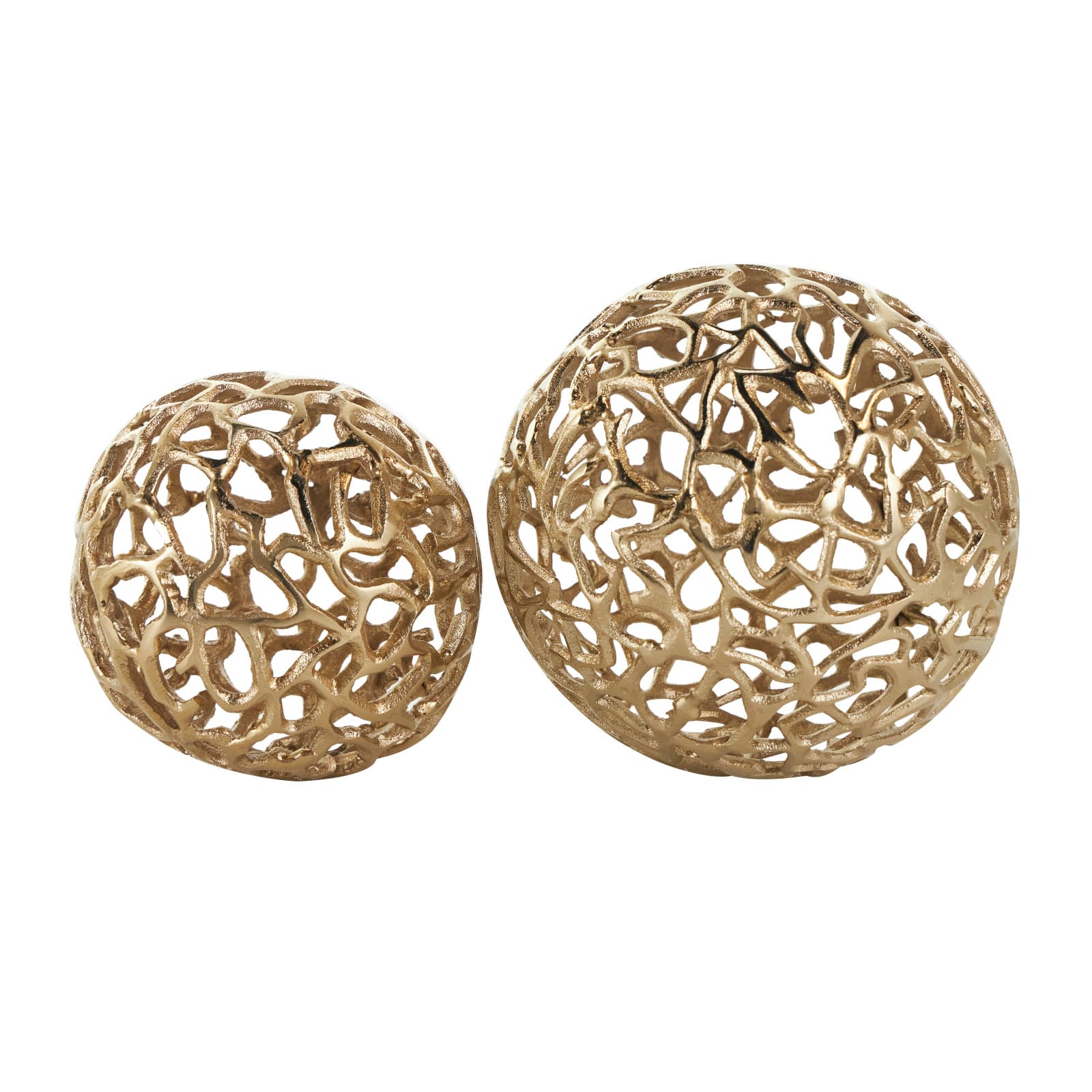 Gold Open Lattice Work Aluminum Decorative Ball Orbs &#x26; Vase Filler Set