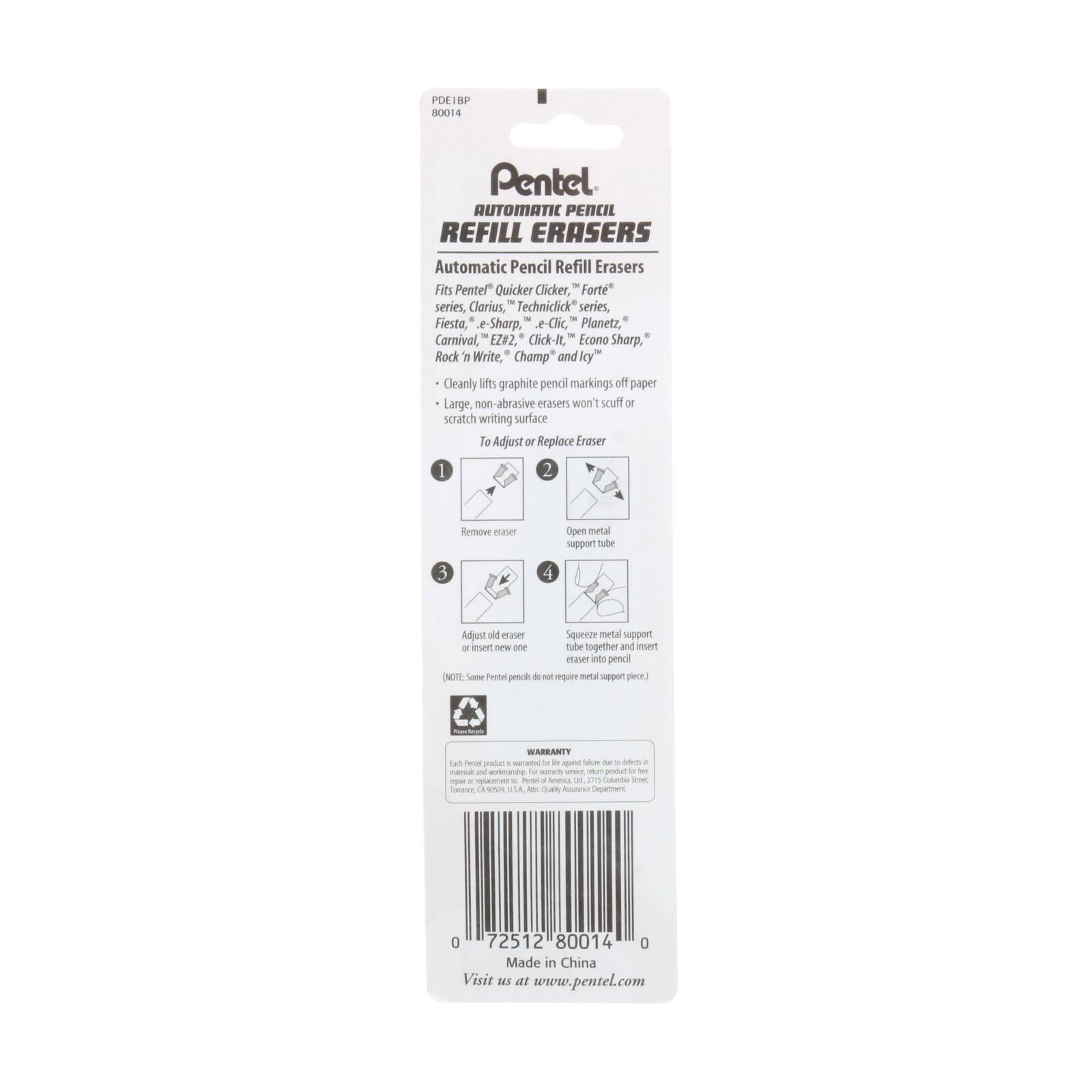 Pentel&#xAE; Automatic Pencil Refill Erasers