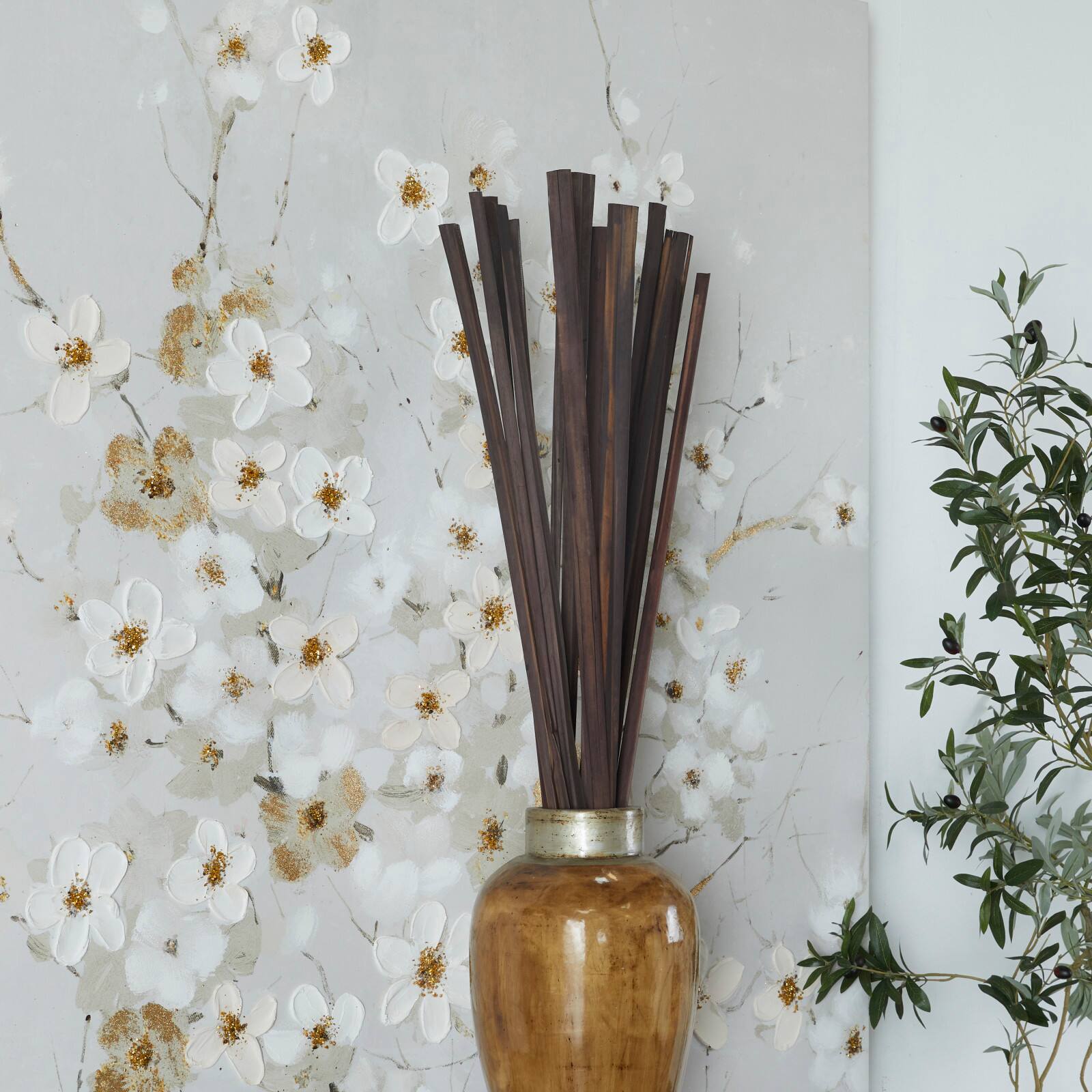 39" Dried Plant Sticks Natural Foliage With Slender Stems