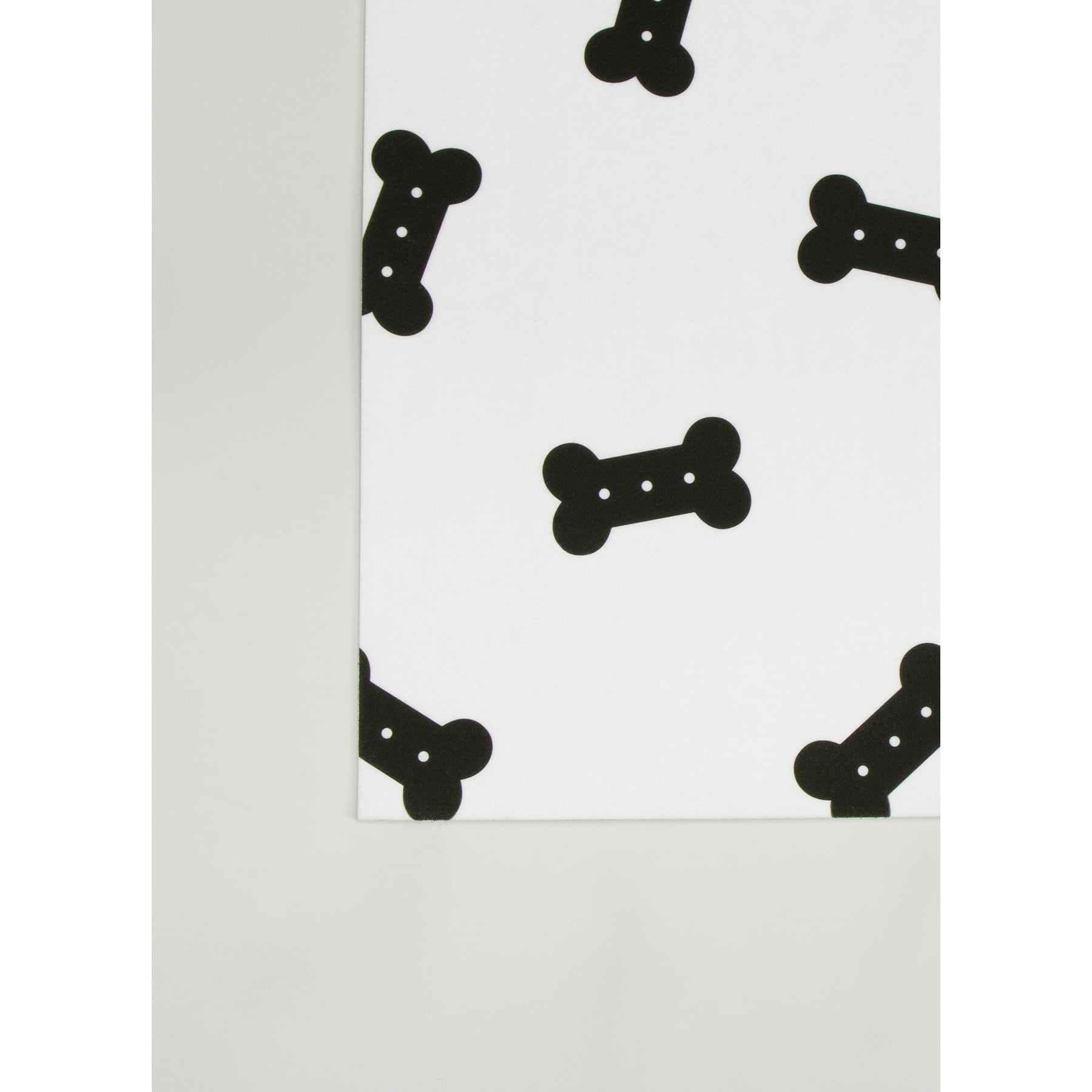 FloorPops Bones Black &#x26; White Washable Felt Floor Mat, 18&#x22; x 30&#x22;