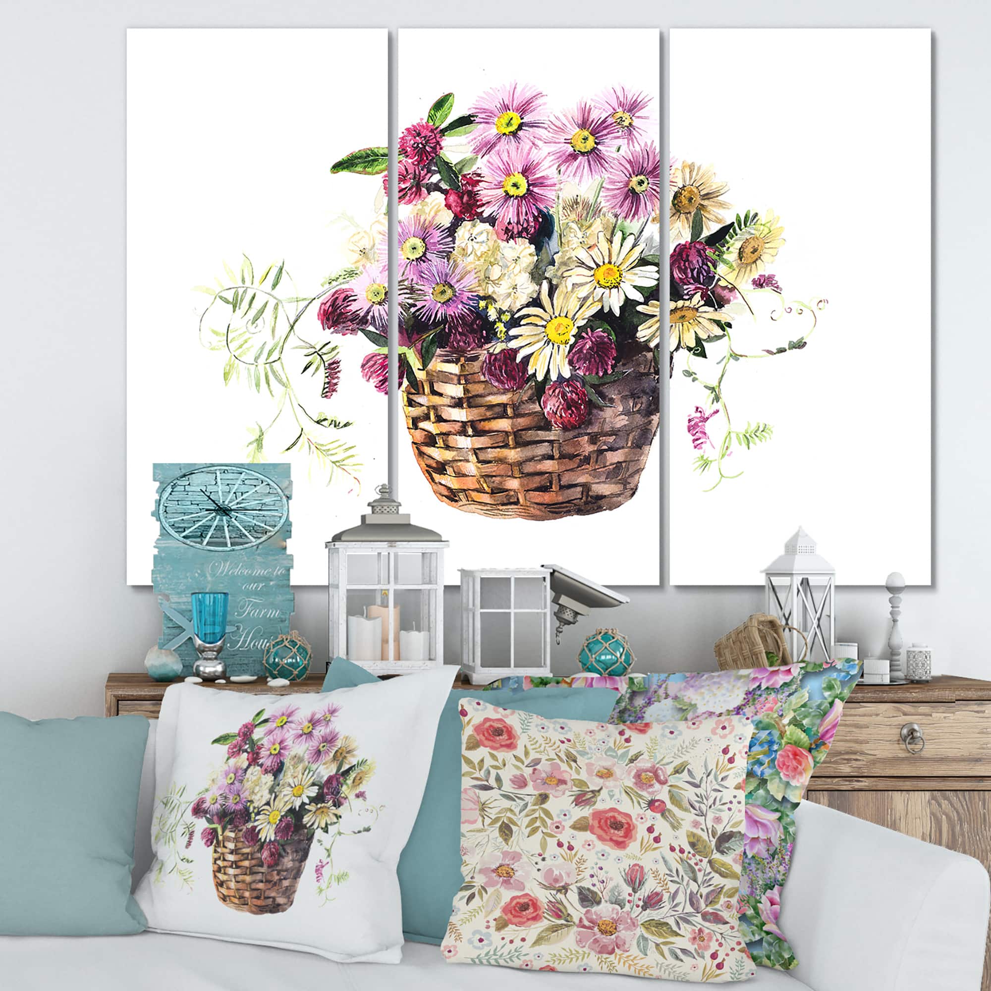 Designart - Bouquet From Meadow Flowers In The Basket