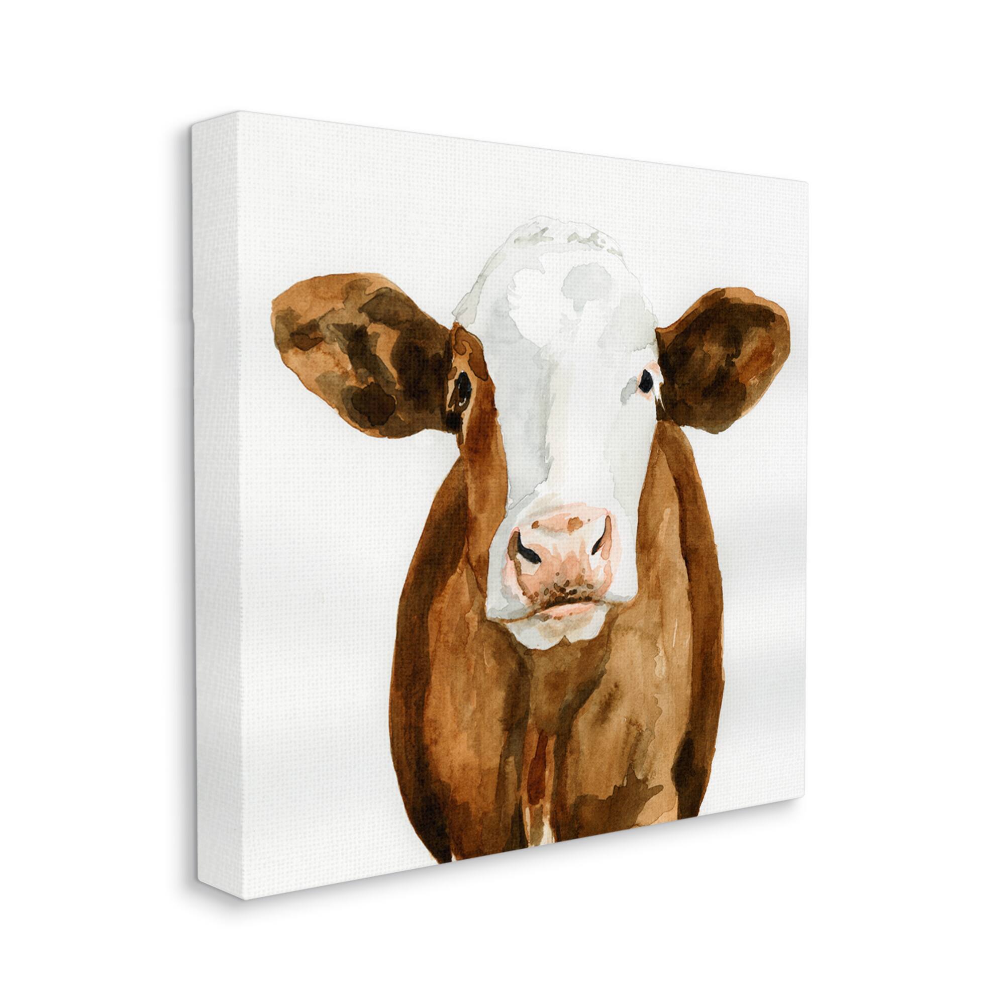 Stupell Industries Holstein Country Cow Minimal Cattle Portrait Canvas Wall Art