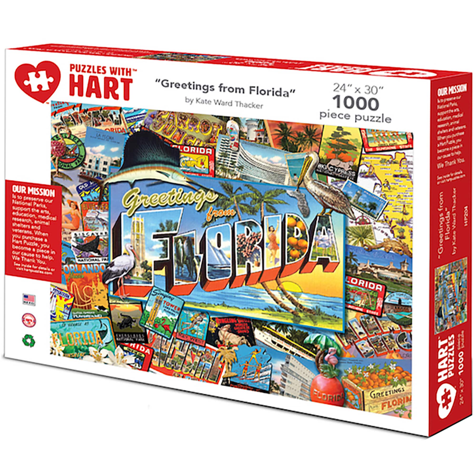 Hart Puzzles Greetings from Florida by Kate Ward Thacker 1,000 Piece Jigsaw Puzzle