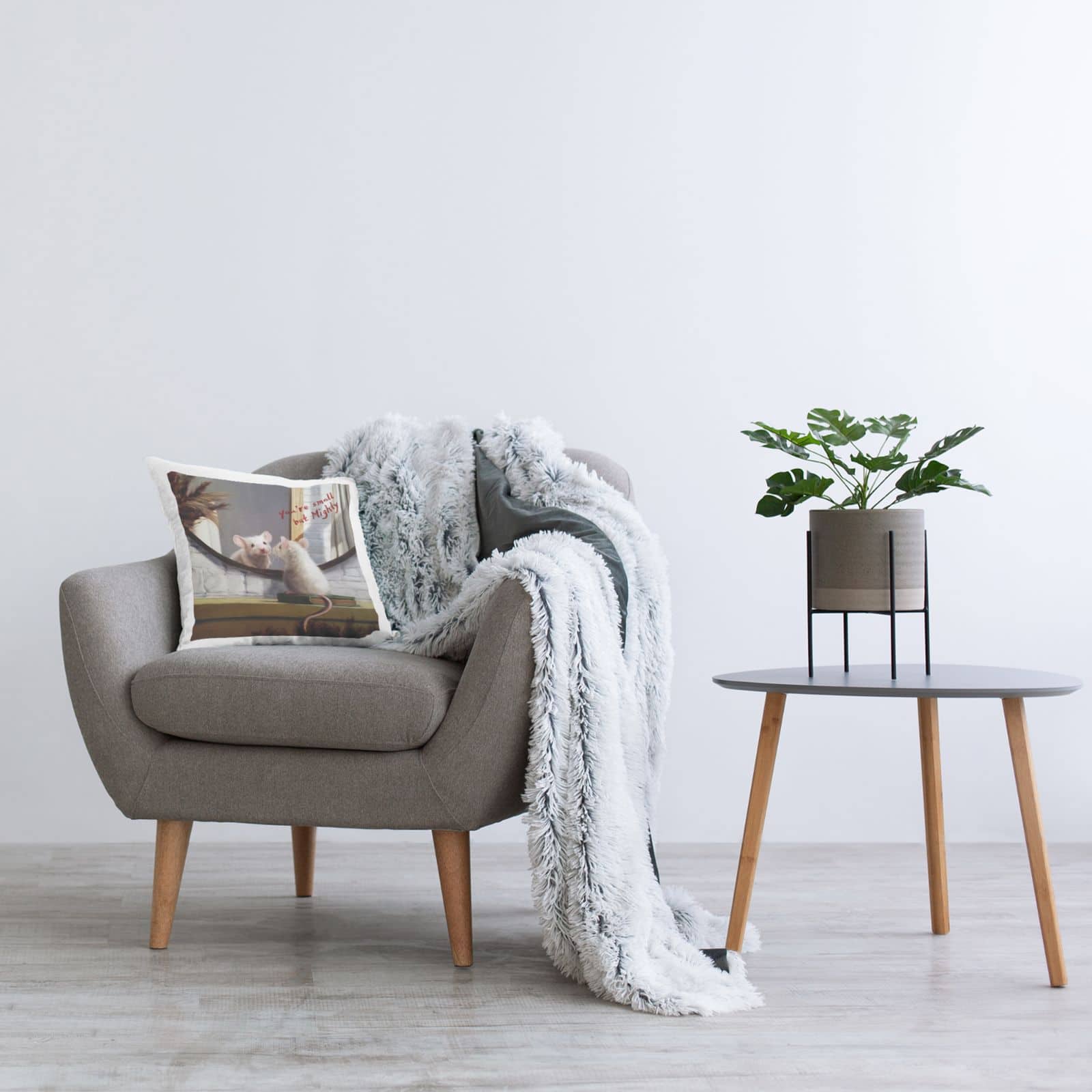 Stupell Industries Small but Mighty Sentiments Adorable Mouse in Mirror Throw Pillow 18" x 18"