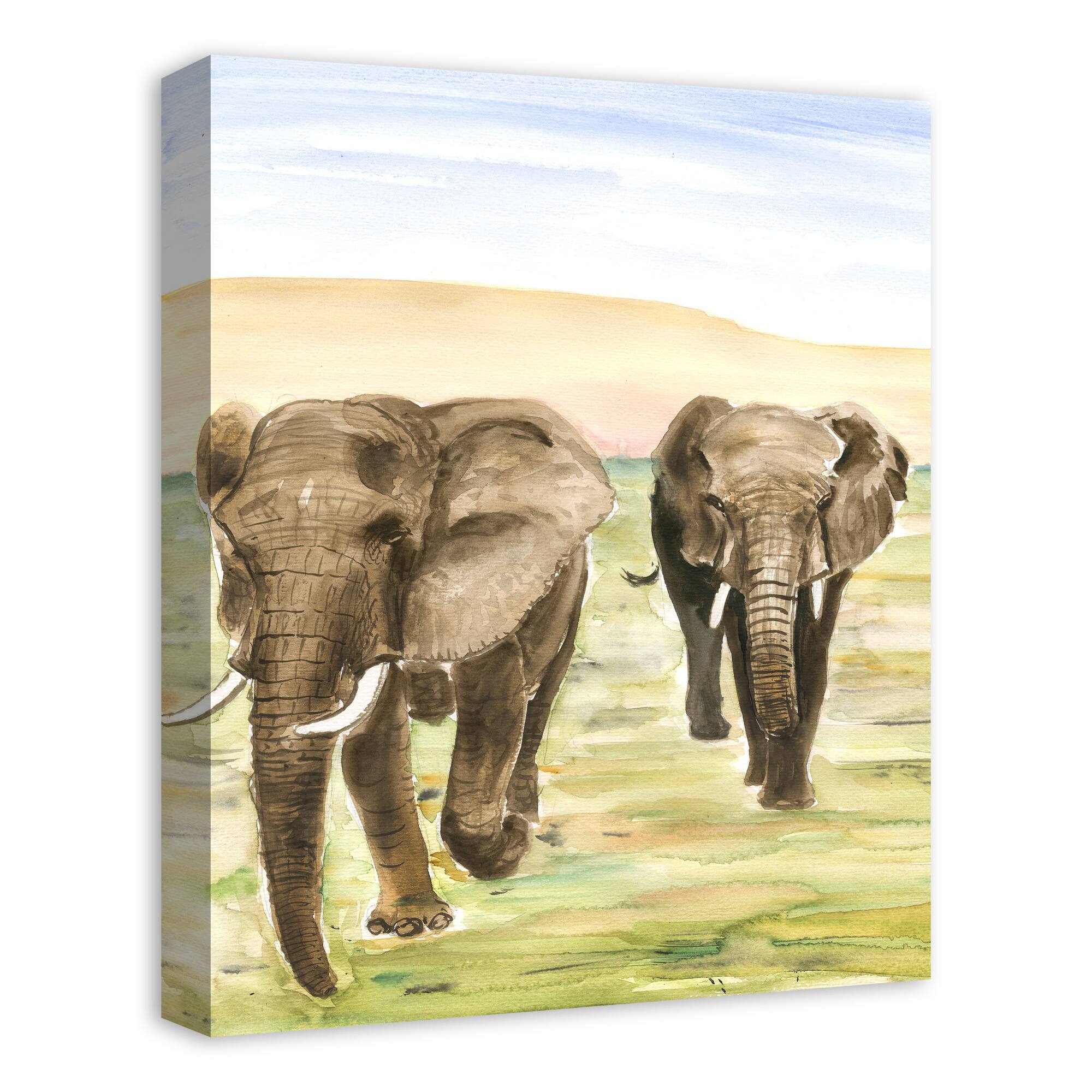 Elephant Couple 16" x 20" Canvas Wall Art
