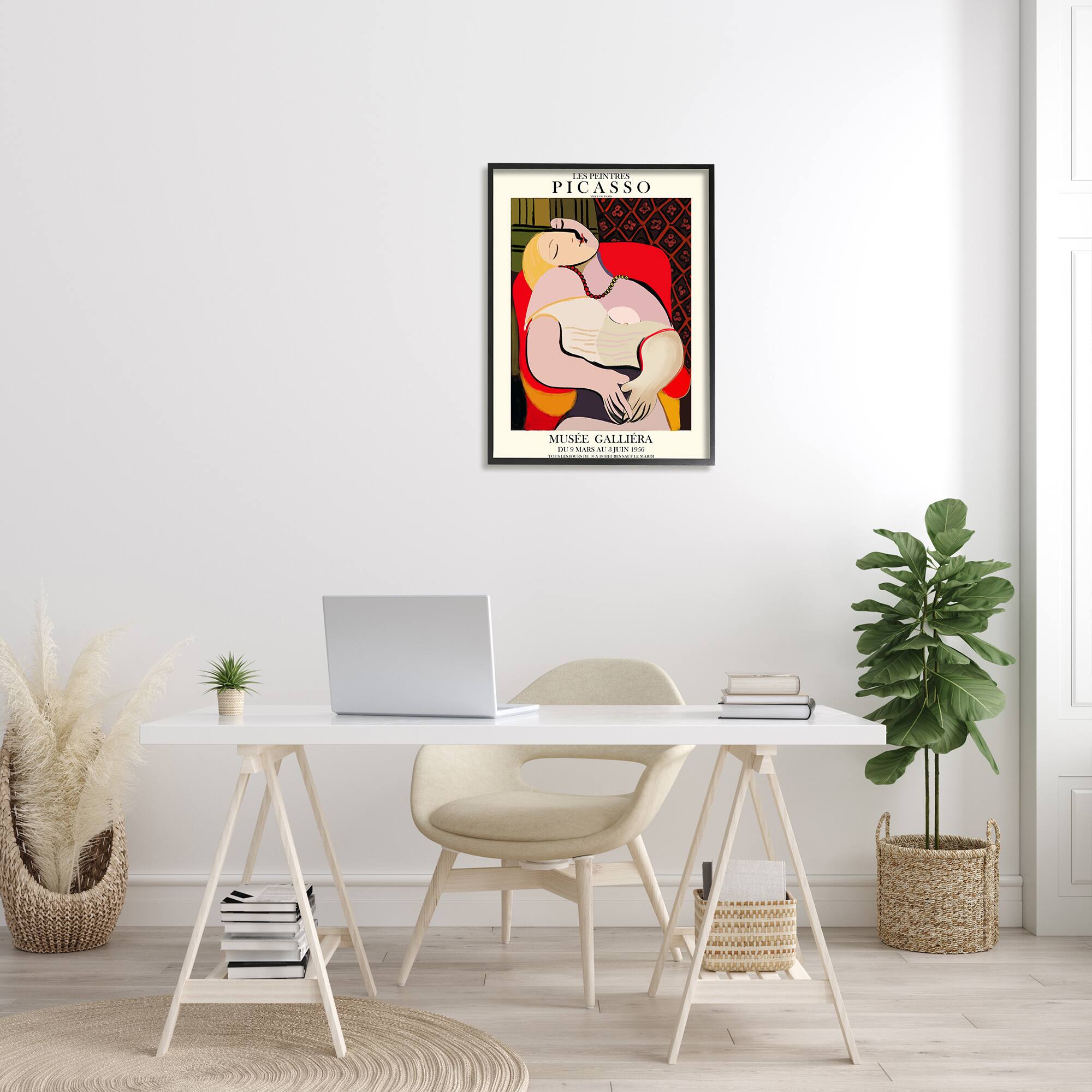 Stupell Industries Picasso Traditional Abstract Painting Dreaming Red Chair in Black Frame Wall Art