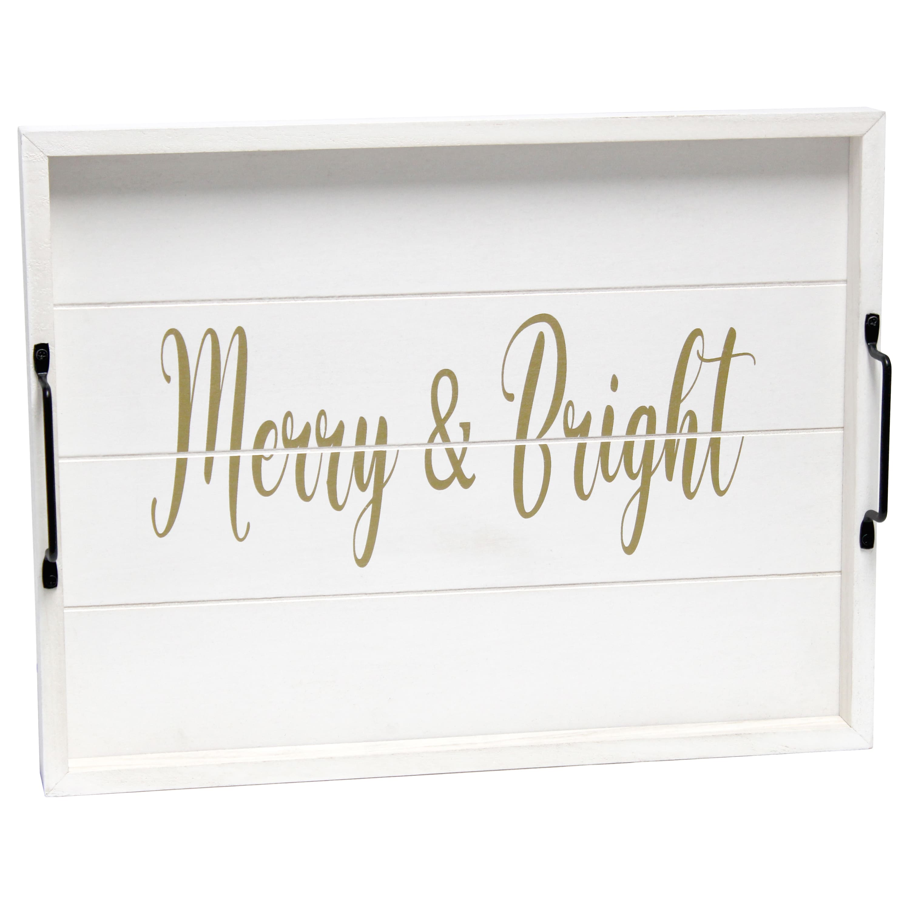 Elegant Designs&#x2122; 15.5&#x22; Merry &#x26; Bright Serving Tray with Handles