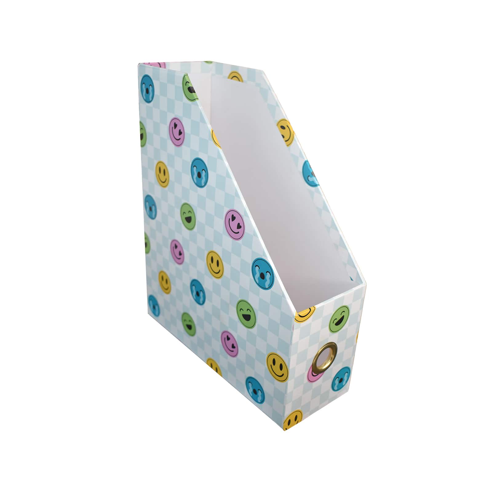 12&#x22; Multicolor Smile Emoji Magazine Bin by B2C&#x2122;