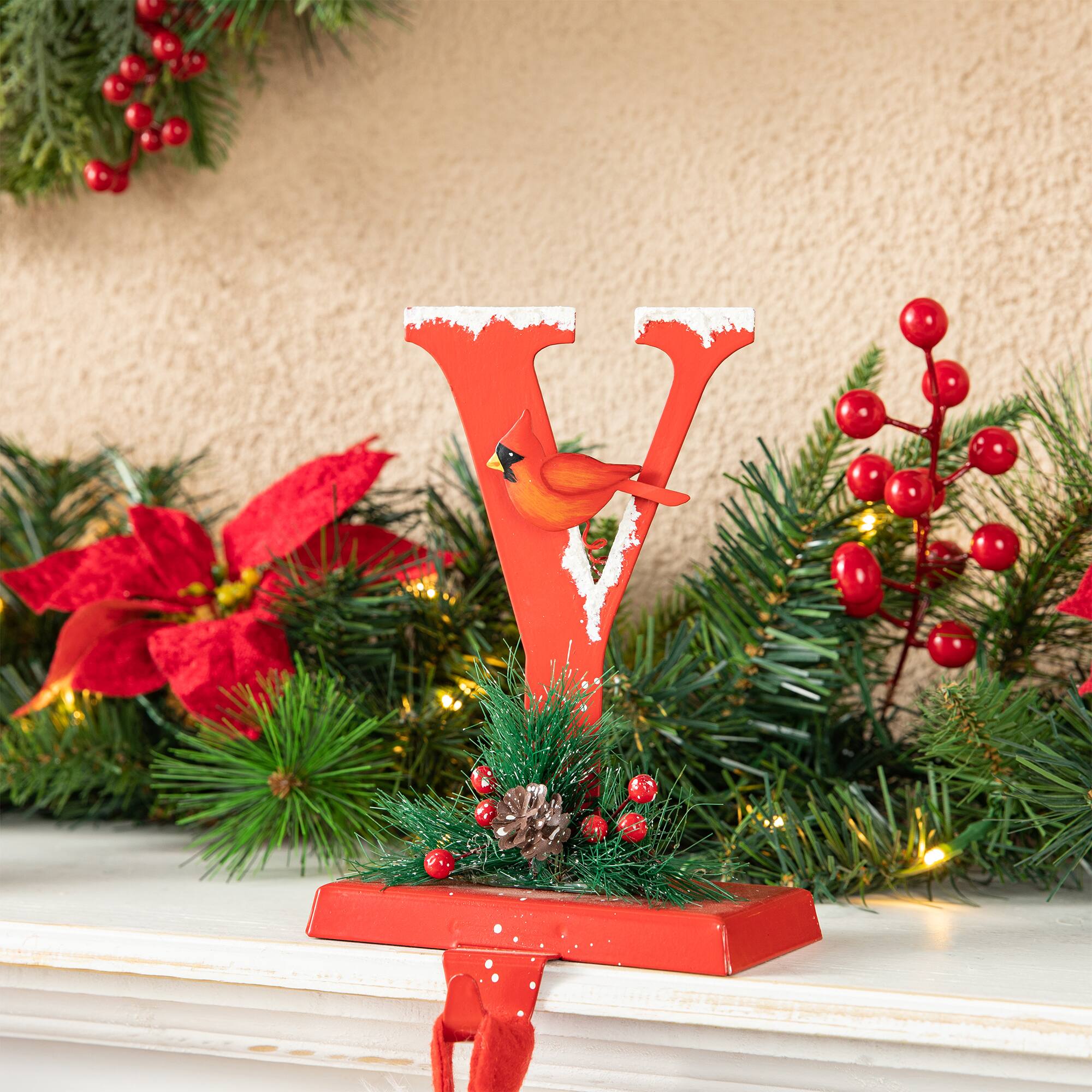 Glitzhome&#xAE; Christmas Metal JOY Stocking Holder Set
