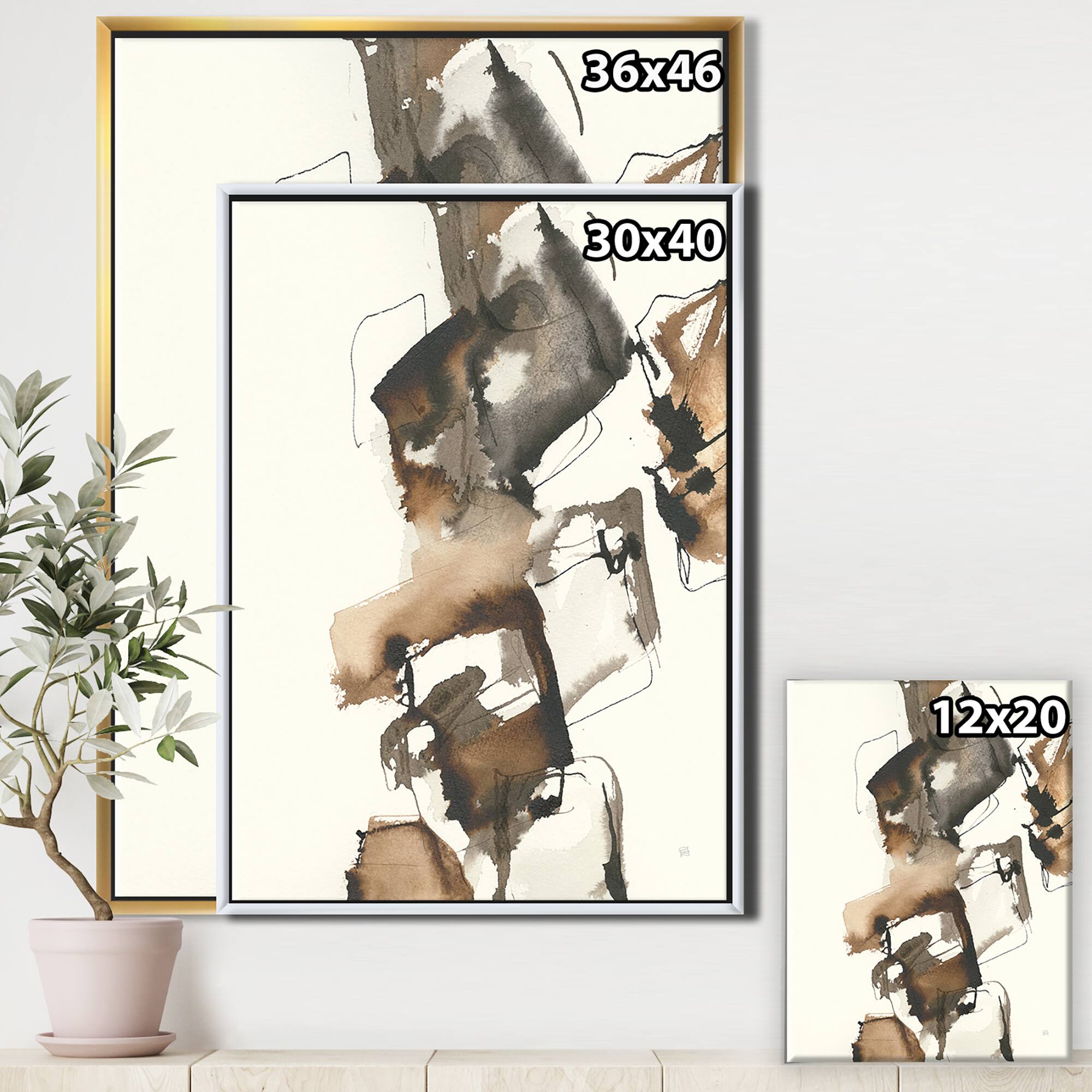 Designart - Gold Glam Squares II - Modern & Contemporary Canvas in Gold Frame