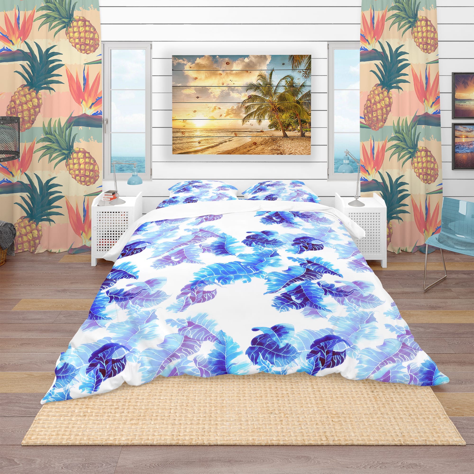 Designart 'Abstract Leaves Pattern' Tropical Bedding Set
