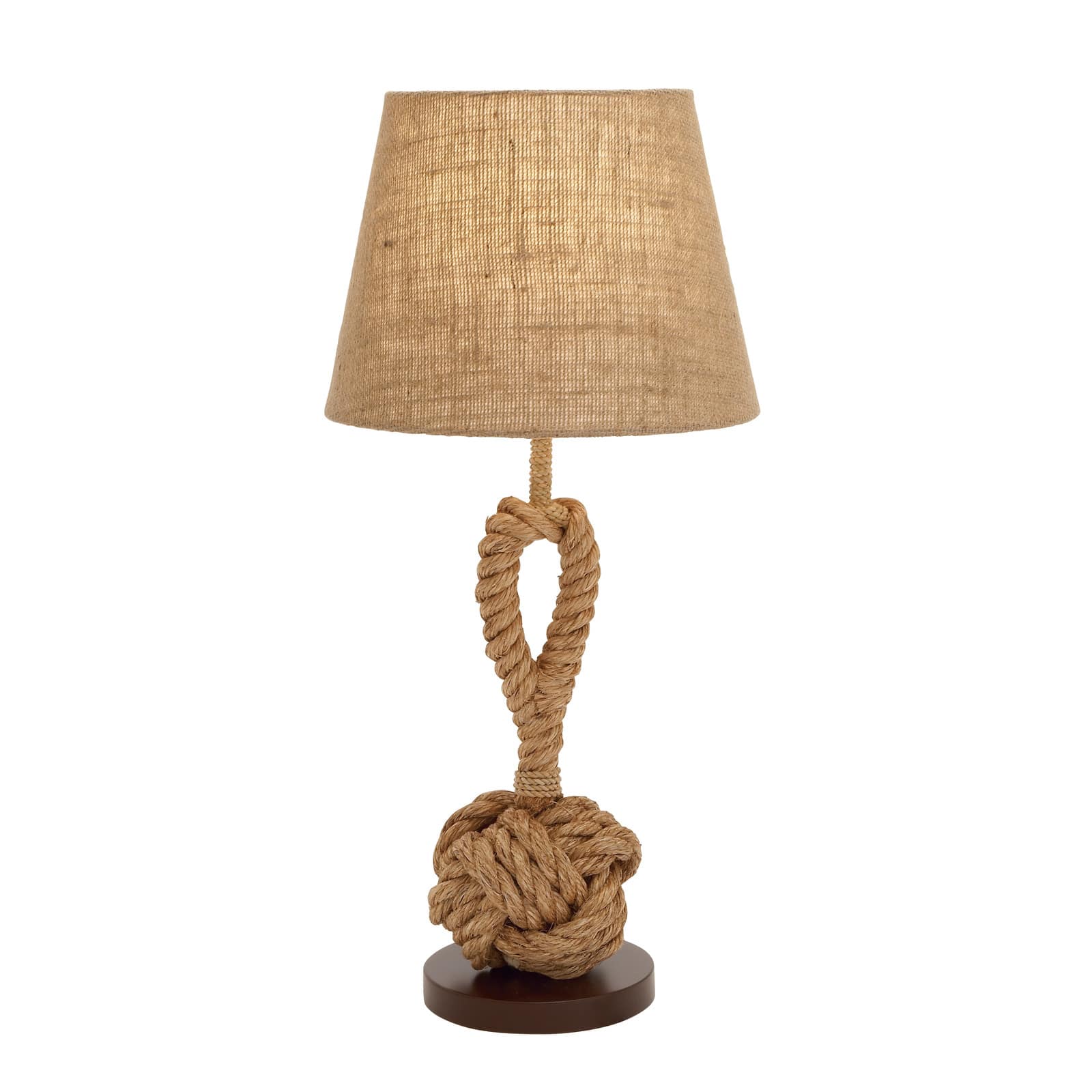 Brown Rope and Iron Rustic Table Lamp, 28" x 13" x 13"