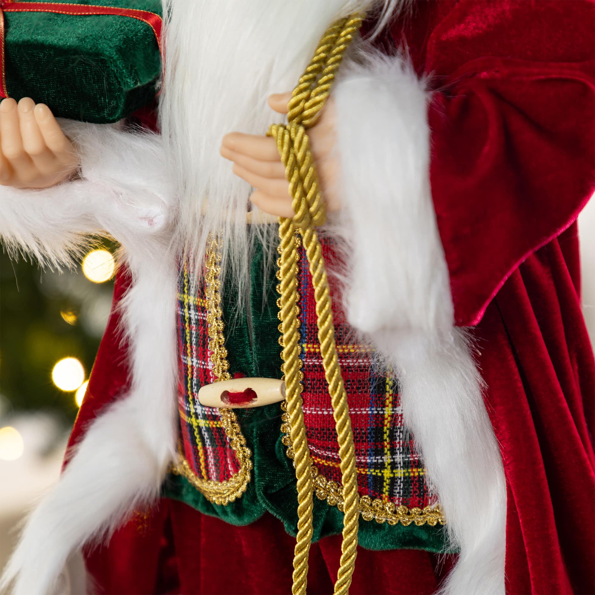 Glitzhome® 24"H Faux Fur Christmas Traditional Santa Figurine