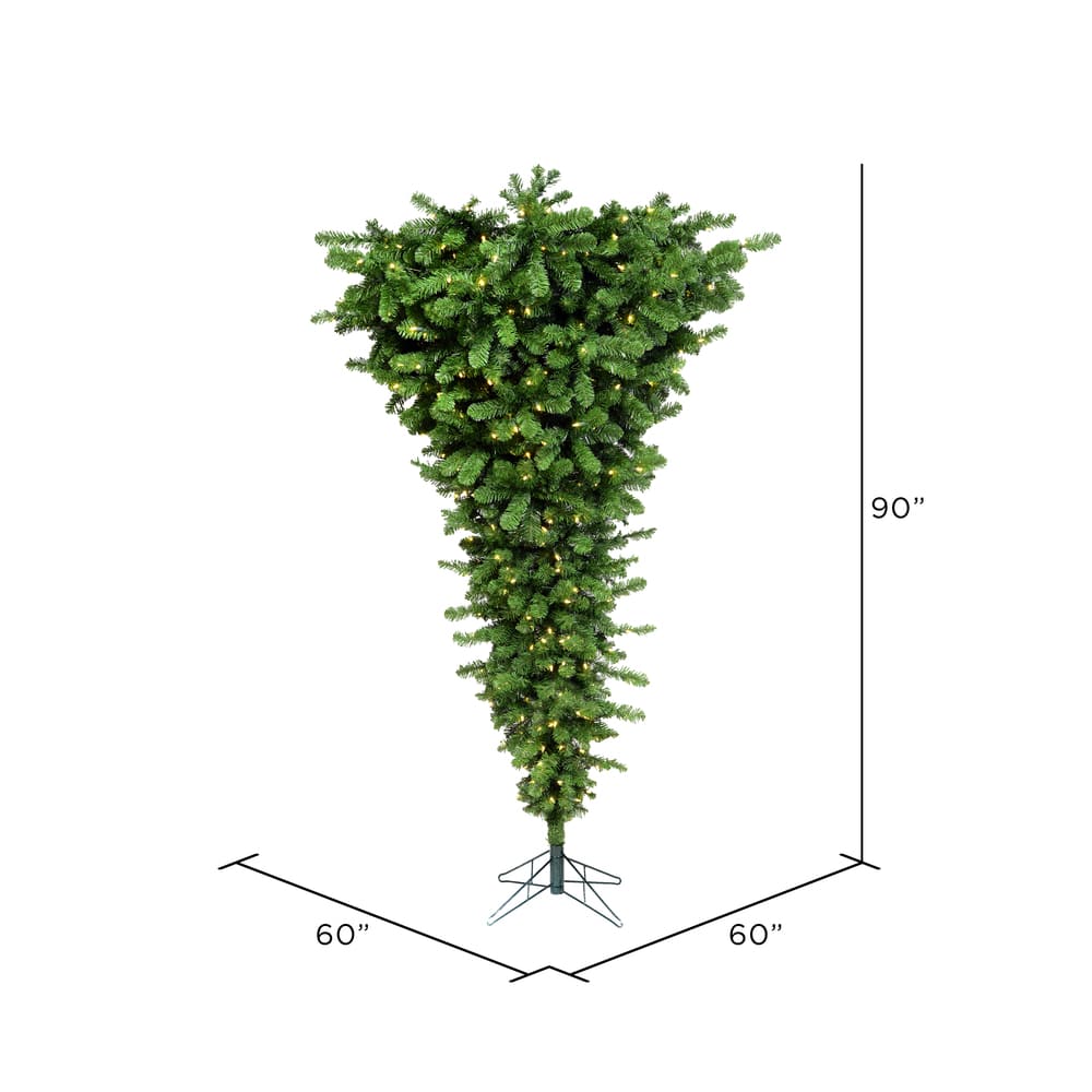 7.5ft. Pre-Lit Green Upside Down Artificial Christmas Tree, Warm White Dura-Lit® LED Lights
