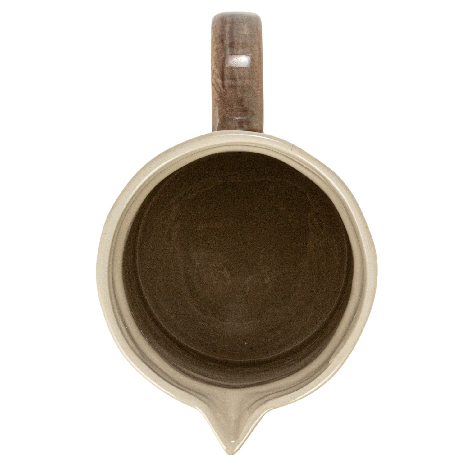 Hello Honey® 8.25" Brown & Cream Round Stoneware Pitcher with Stripes & Crackle Glaze