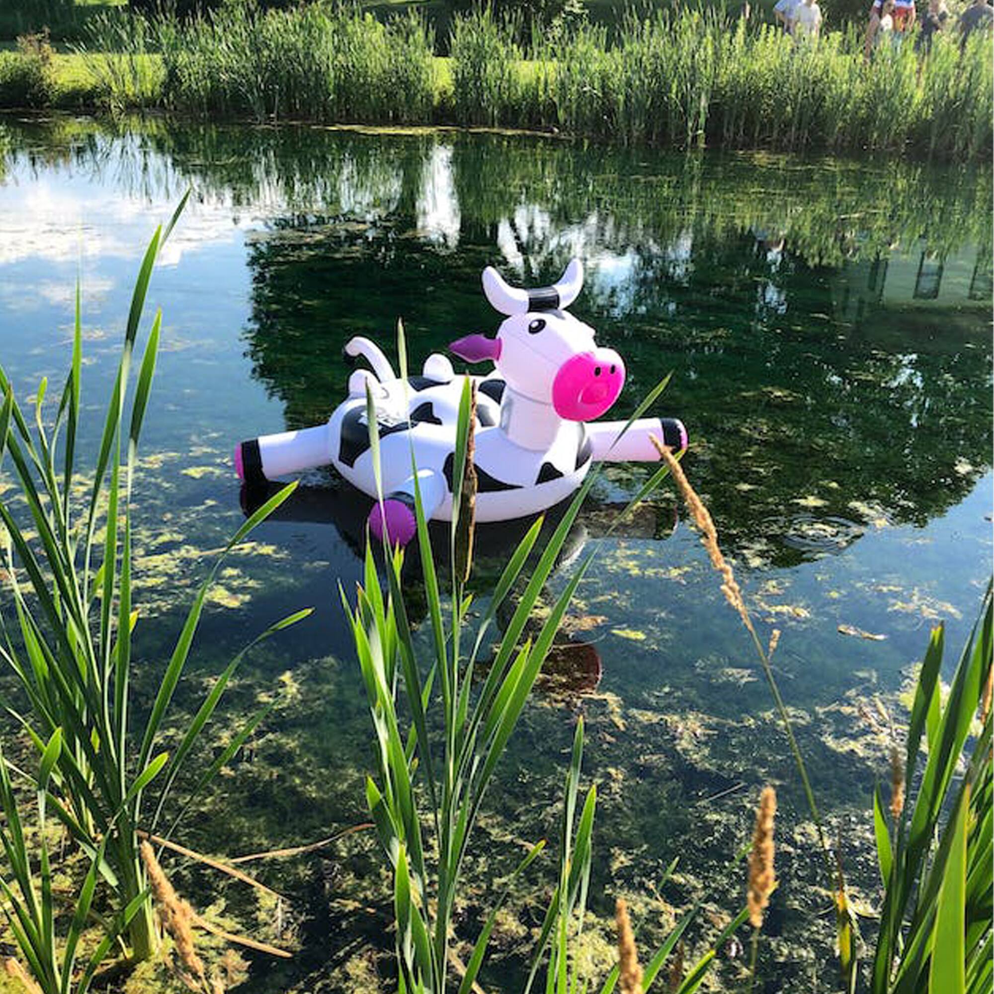 Swimline LOL! Series 54&#x22; Inflatable Black &#x26; White Cow Pool Float