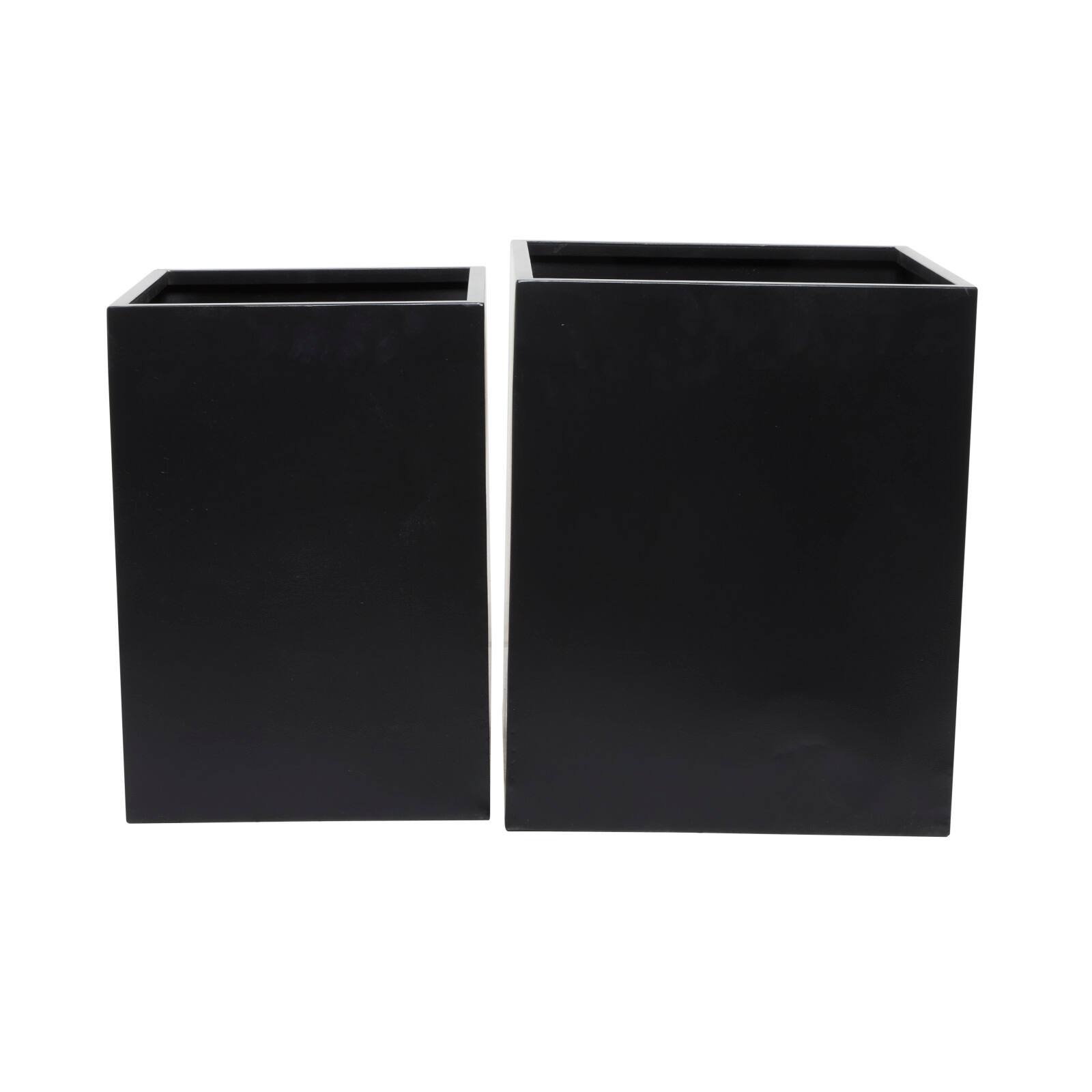 Black Modern Planter, Set of 2&#x22; 18&#x22;, 14&#x22;