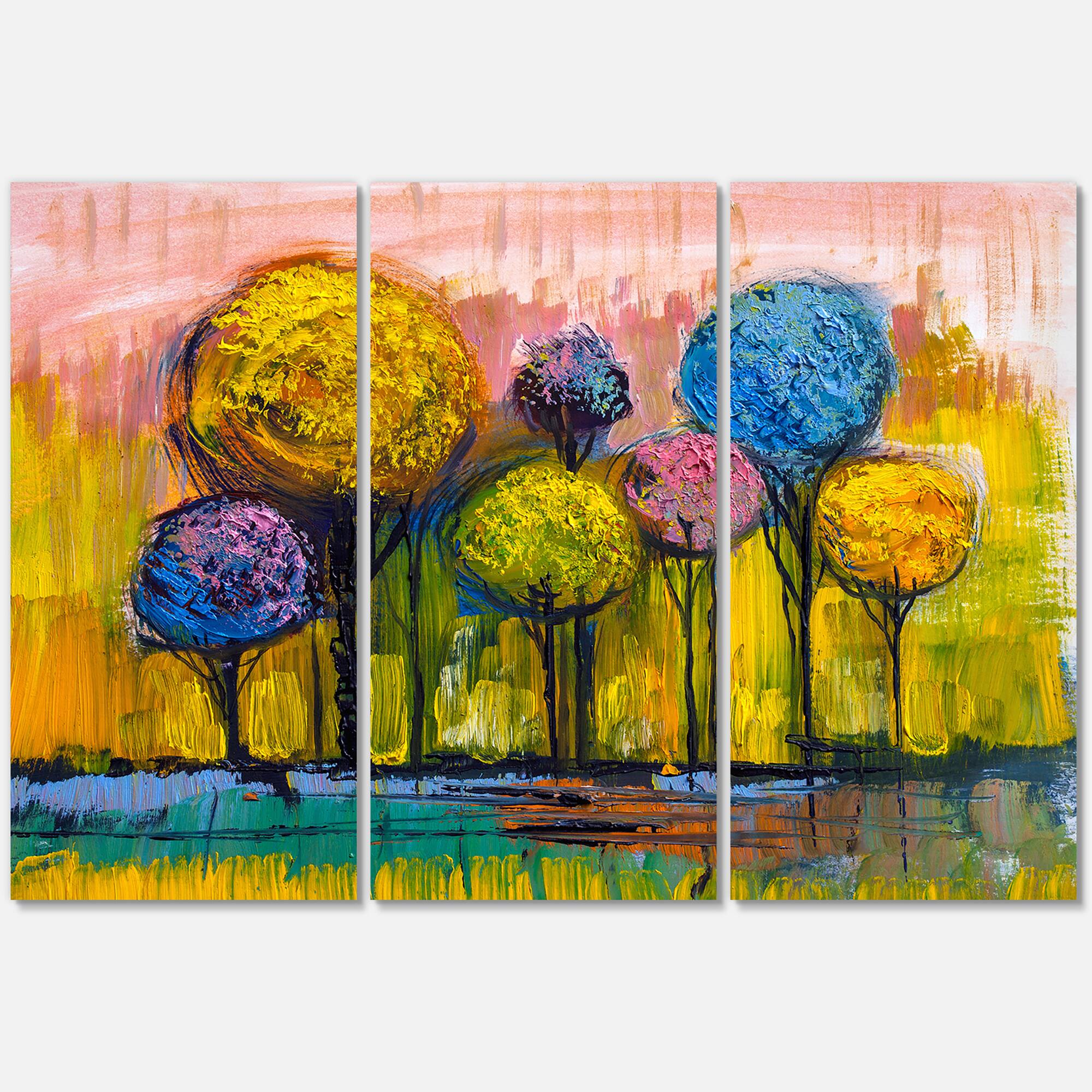 Designart - Colourful Trees Impressionist Landscape IV