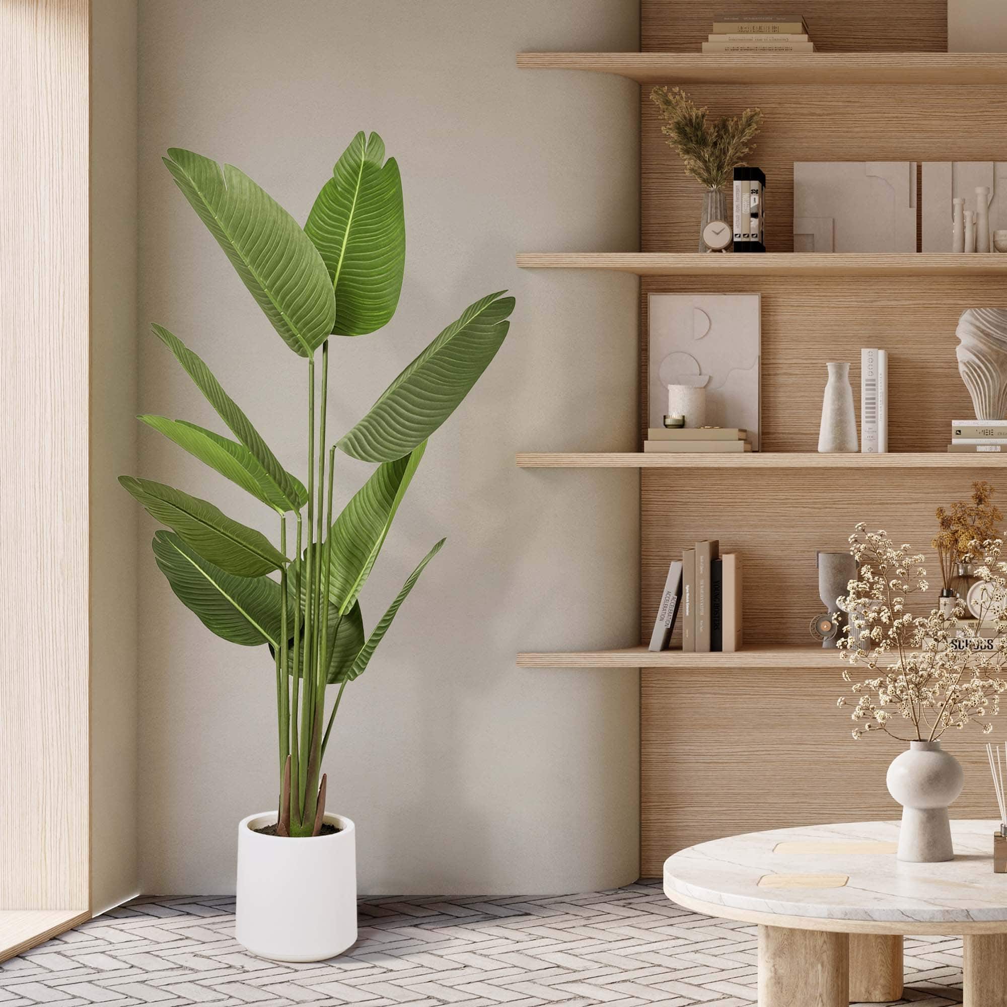 American Art Decor 5ft. Realistic Artificial Palm Tree in White Pot
