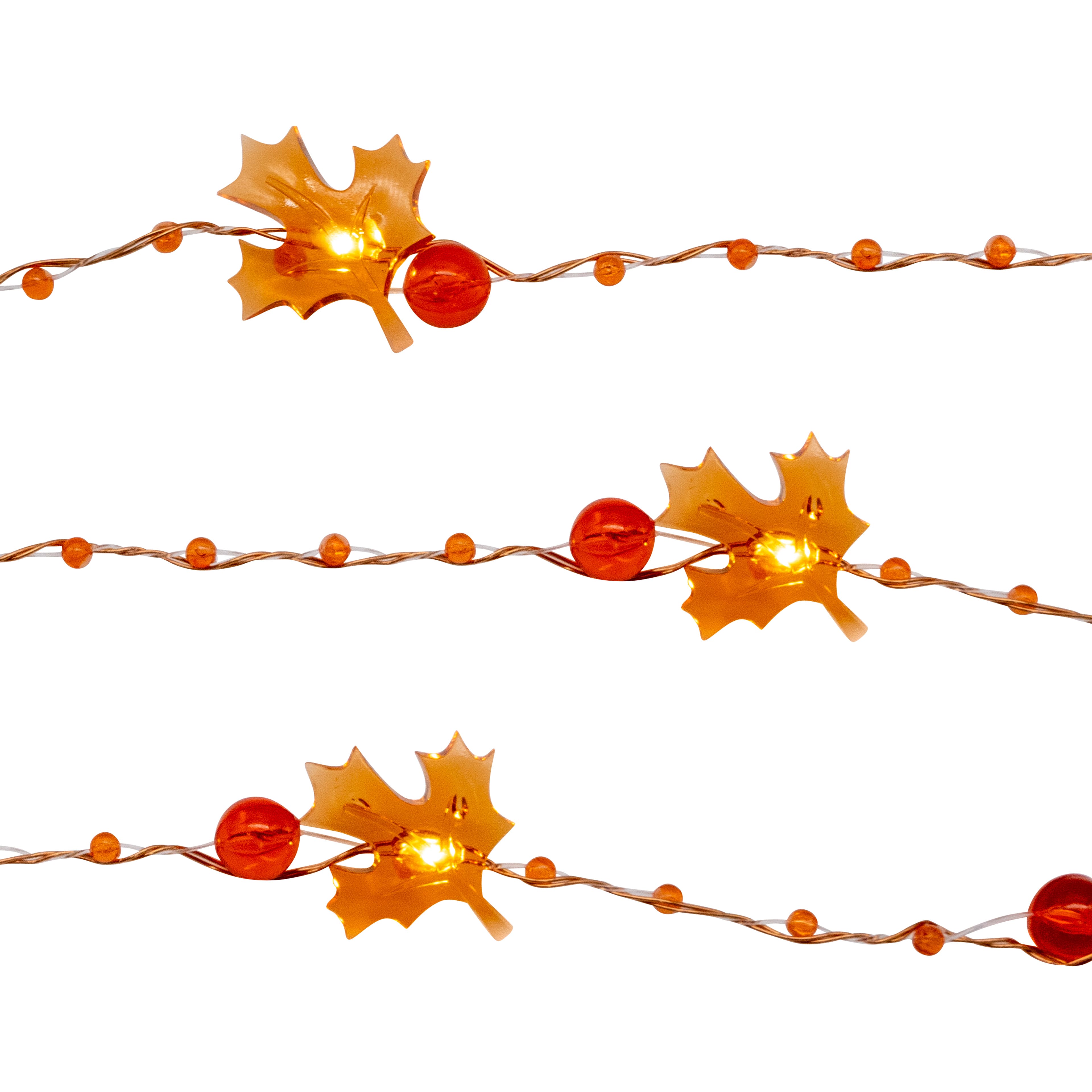 18ct. Warm White LED Leaf Icon &#x26; Beads String Lights by Ashland&#xAE;