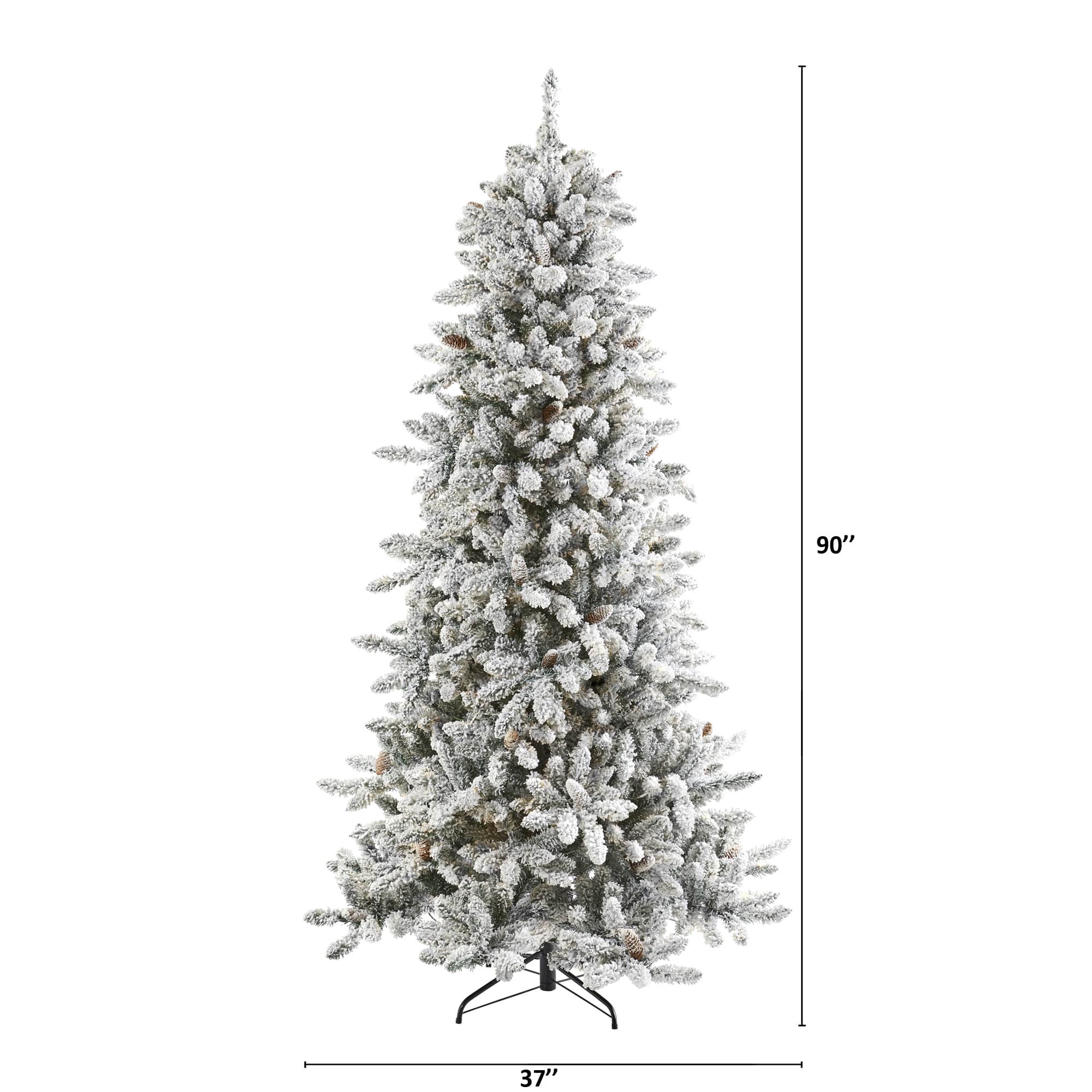 7.5ft. Unlit Flocked Livingston Fir Artificial Christmas Tree with Pine Cones