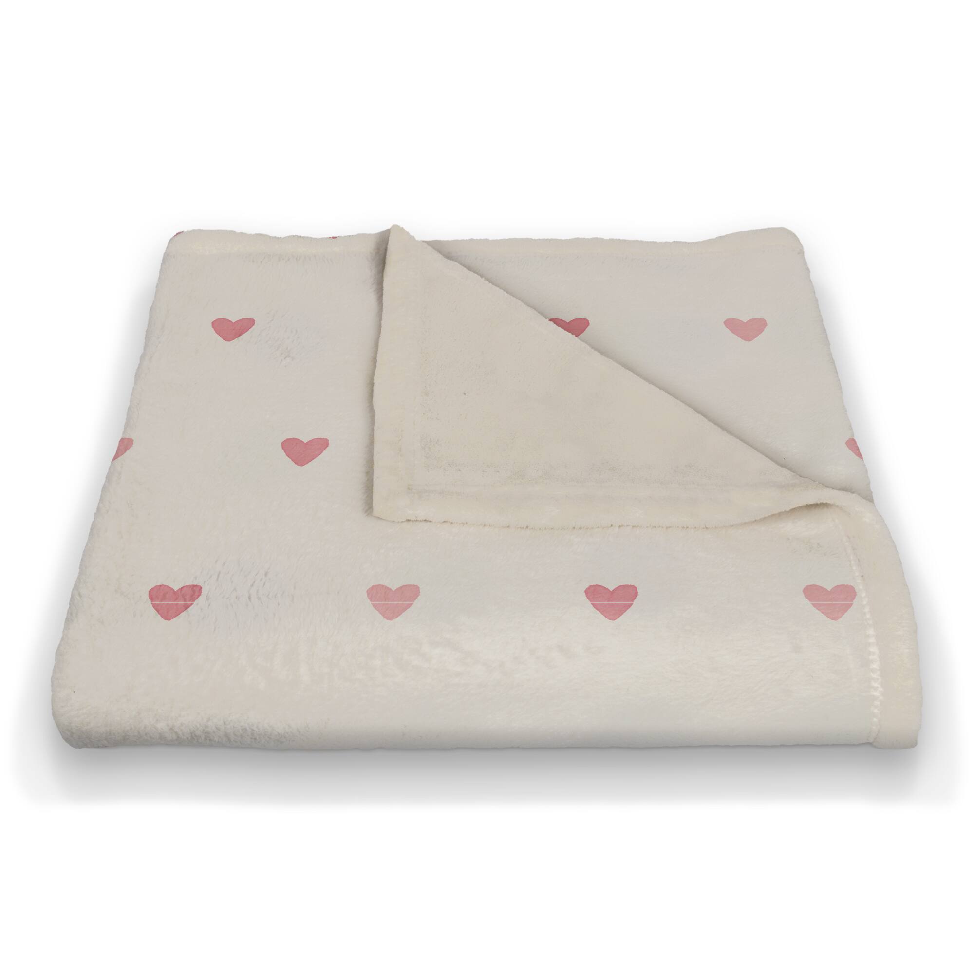 Simple Heart Pattern 50" x 60" Coral Fleece Blanket