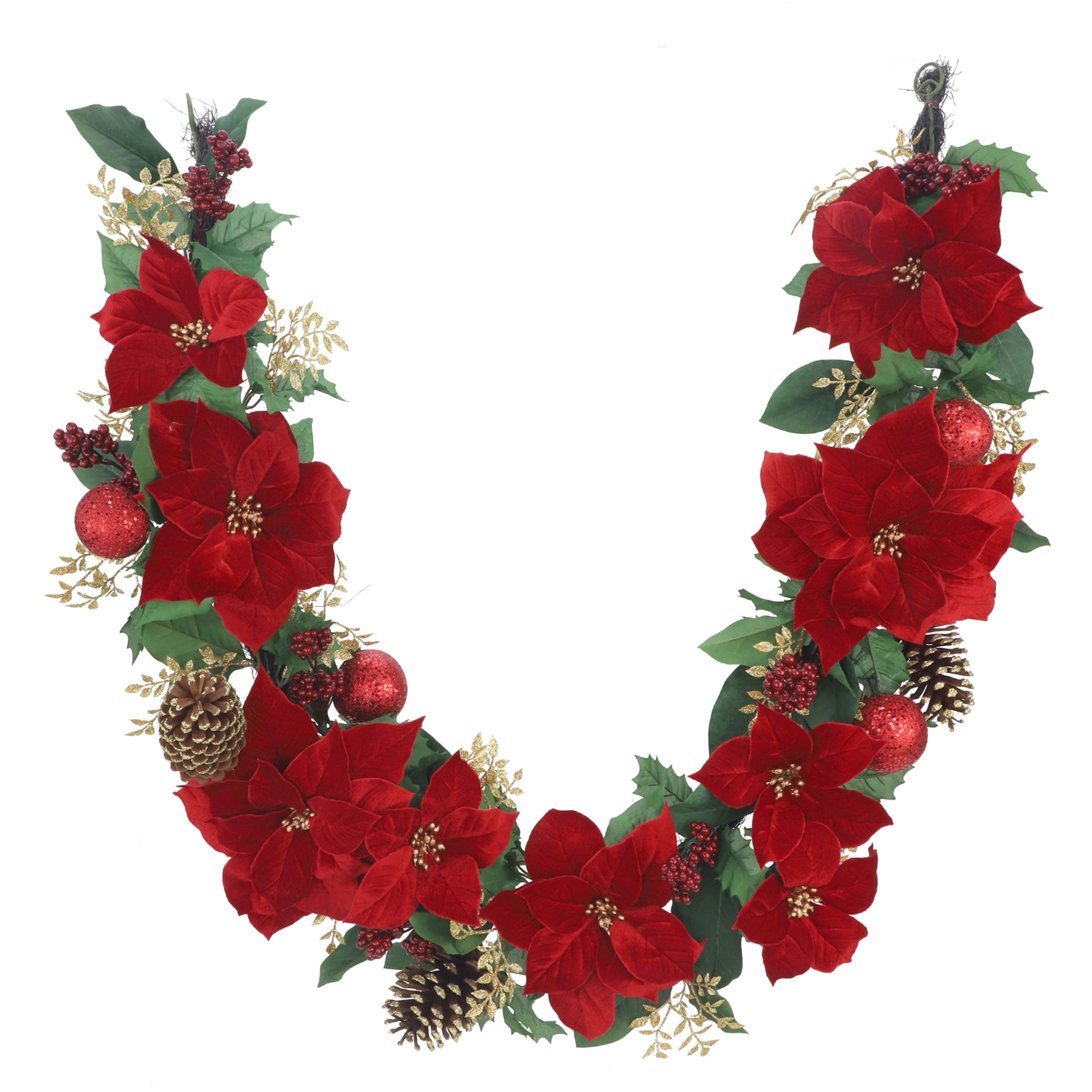 6ft. Red Poinsettia, Ornament & Pinecone Garland by Ashland®