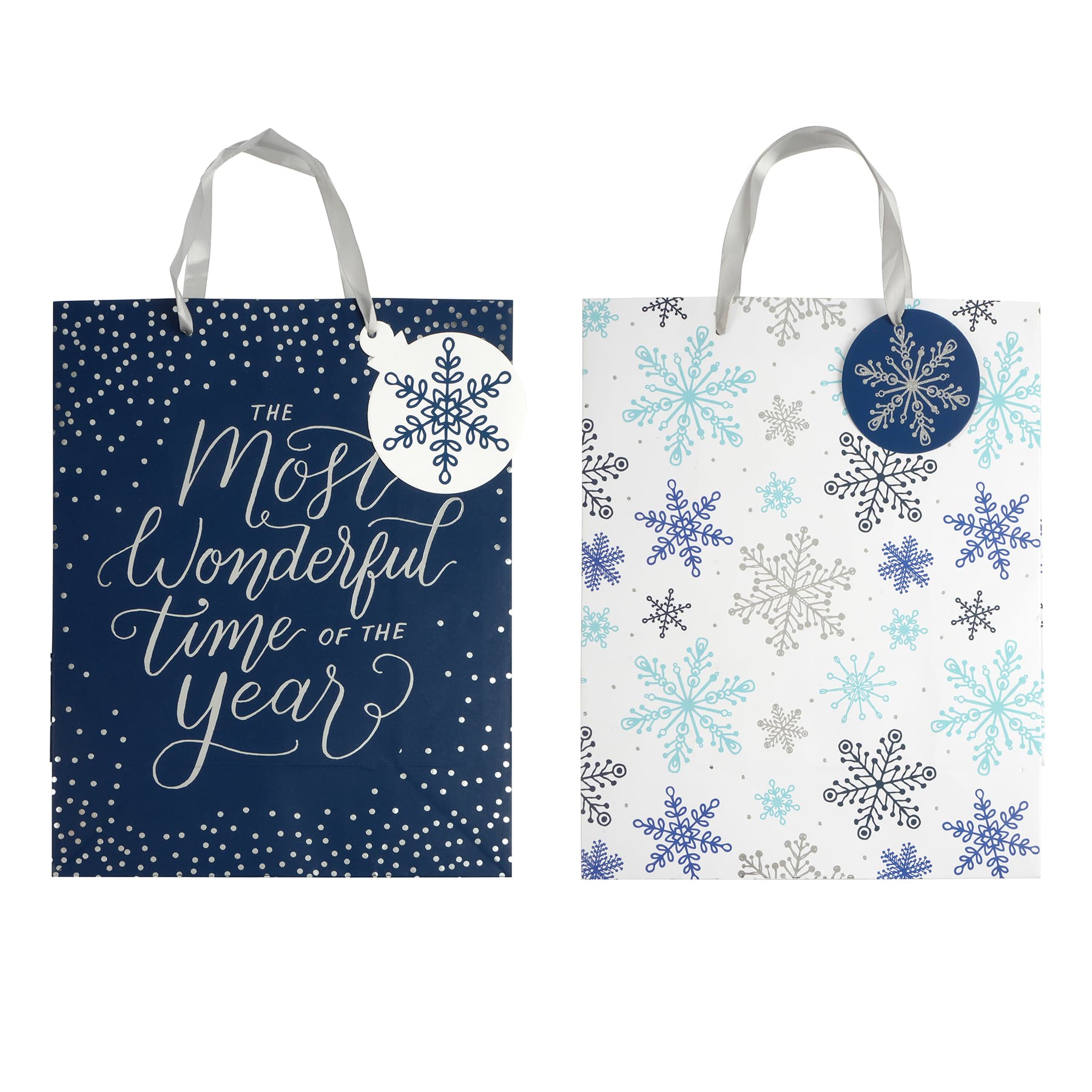 12.5&#x22; Wonderful Time of the Year &#x26; Snowflake Gift Bag Set by Celebrate It&#xAE;