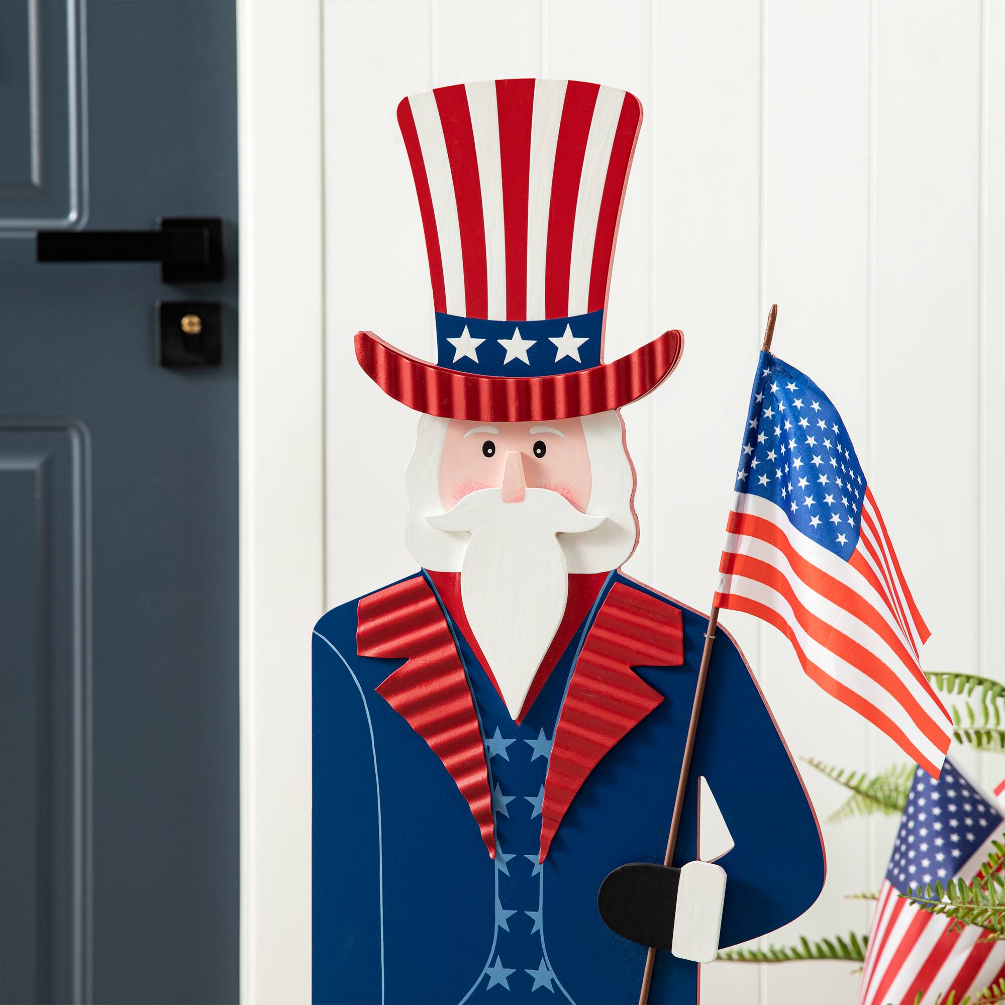 Glitzhome® 40" Patriotic America Uncle Sam Porch Décor