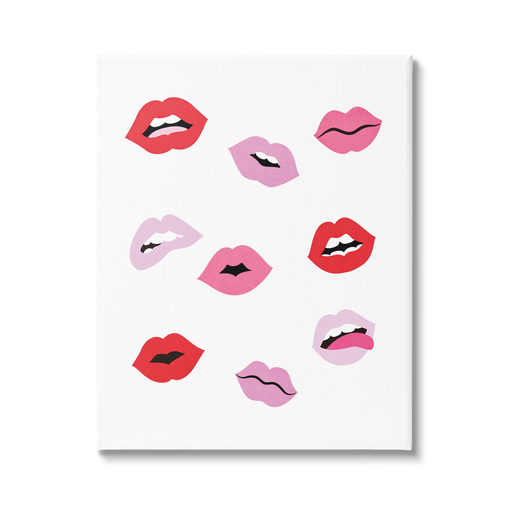 Stupell Industries Expressive Seductive Lips Red Lipstick Shades Canvas Wall Art