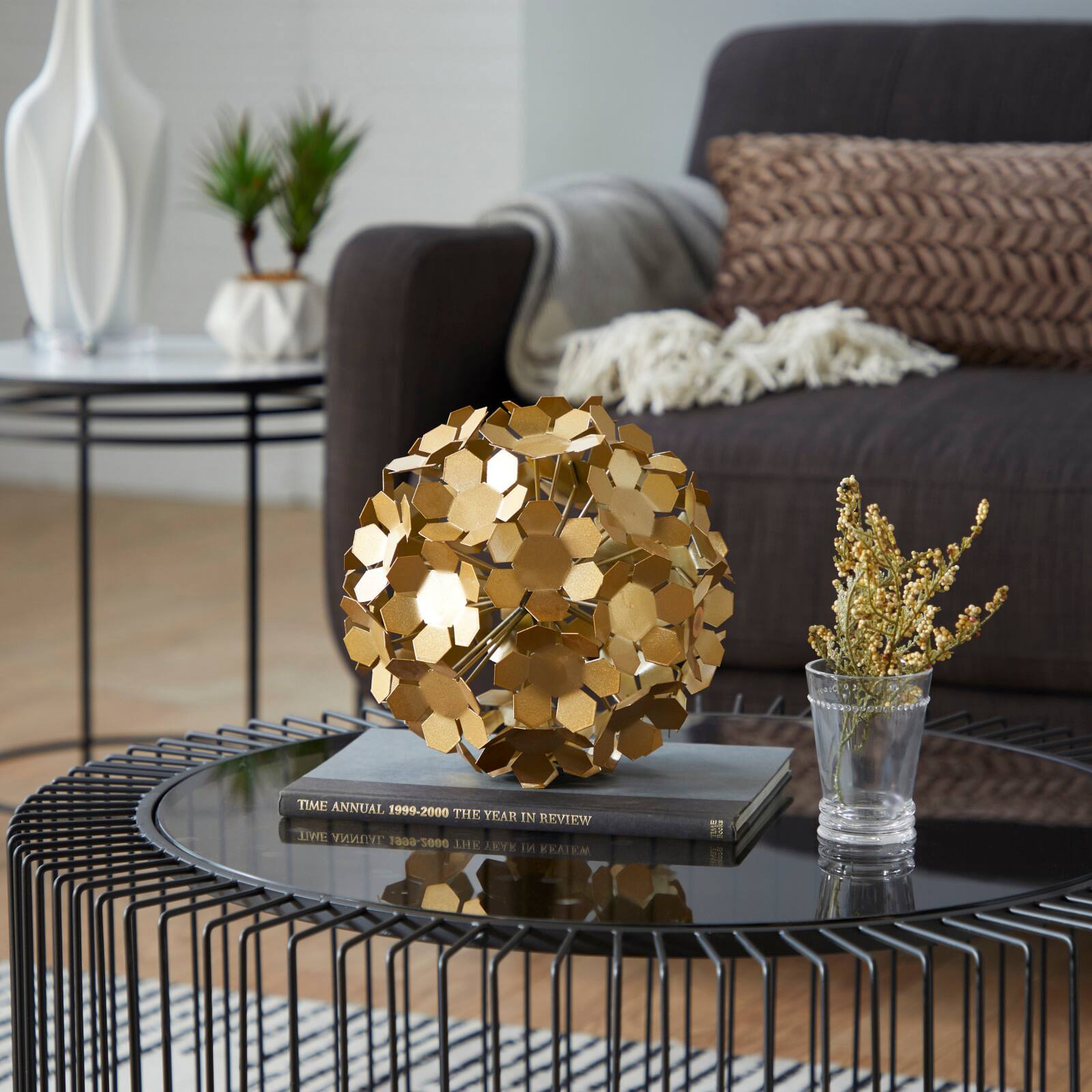 9" Gold Metal Contemporary Geometric Sculpture