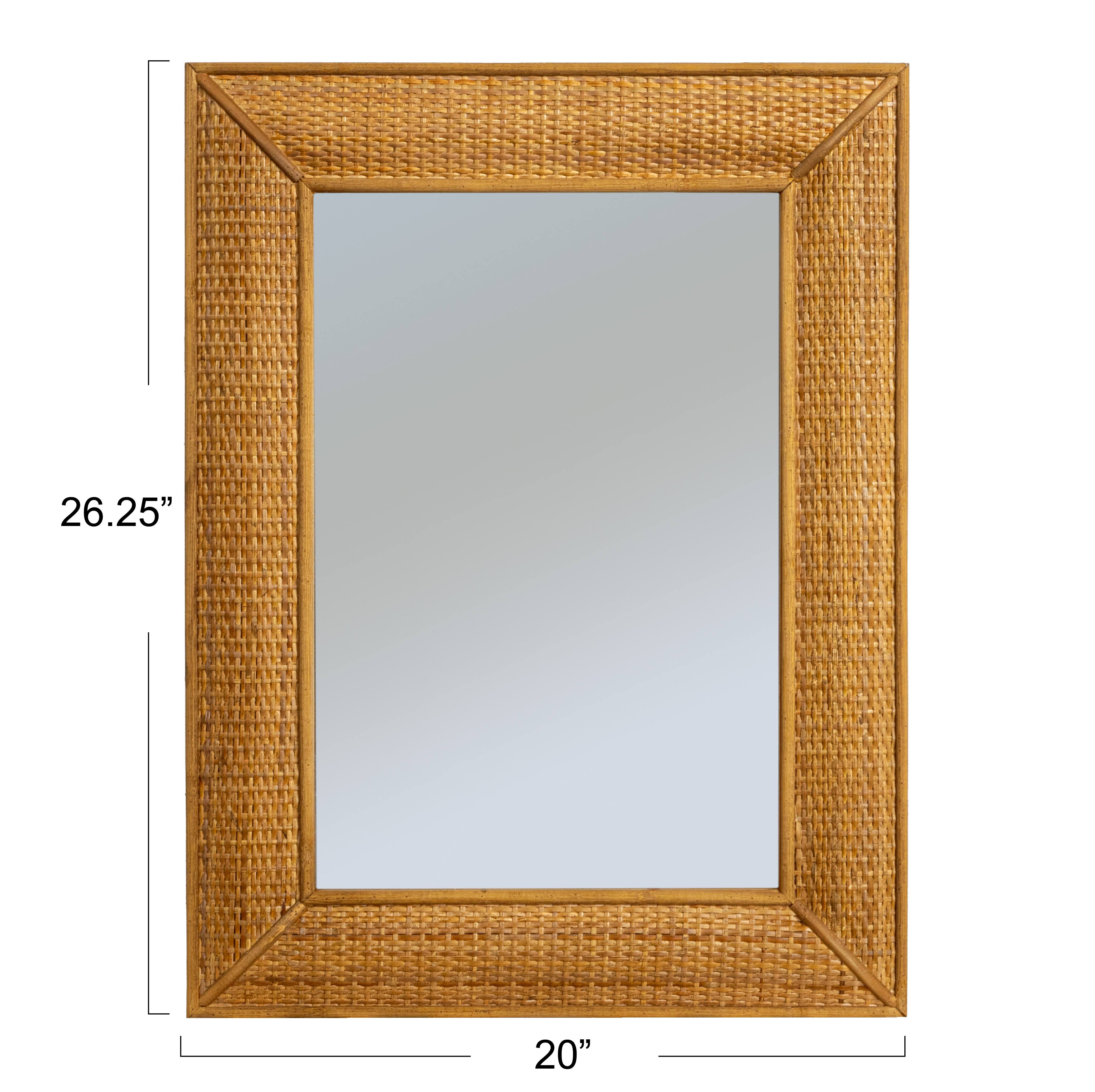 Hello Honey® 26" Natural Rectangle Wall Mirror with Rattan Detail