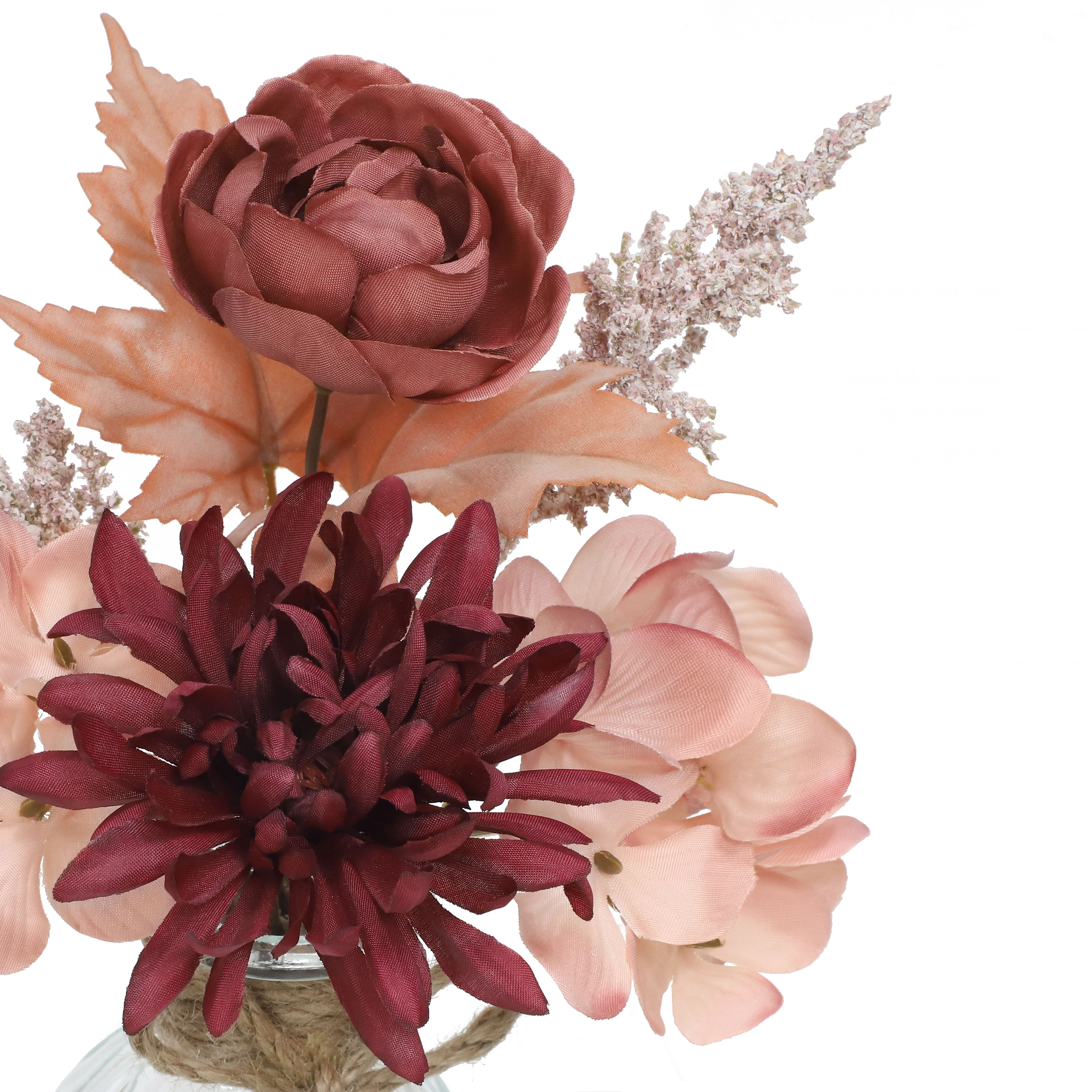 12&#x22; Burgundy &#x26; Blush Mum &#x26; Hydrangea in Glass Container by Ashland&#xAE;