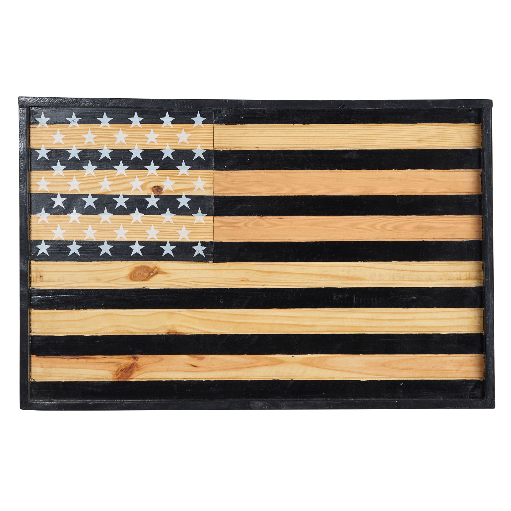 36&#x22; Dark Wood American Flag Wall D&#xE9;cor