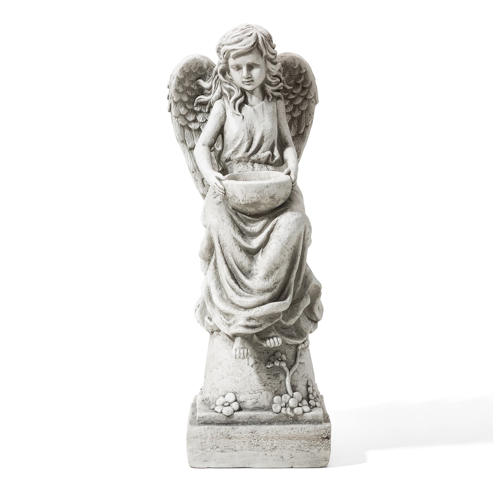 Glitzhome&#xAE; 31&#x22; Angel Garden Bird Feeder Statue