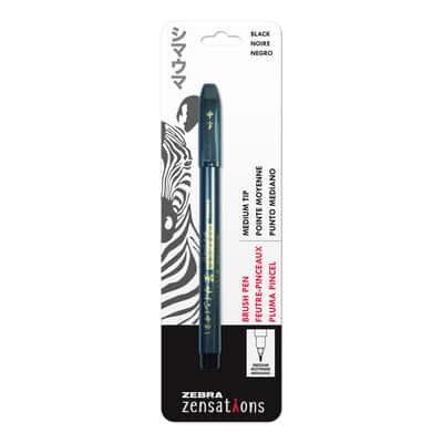 Zebra Zensations Brush Pens, Medium, Black