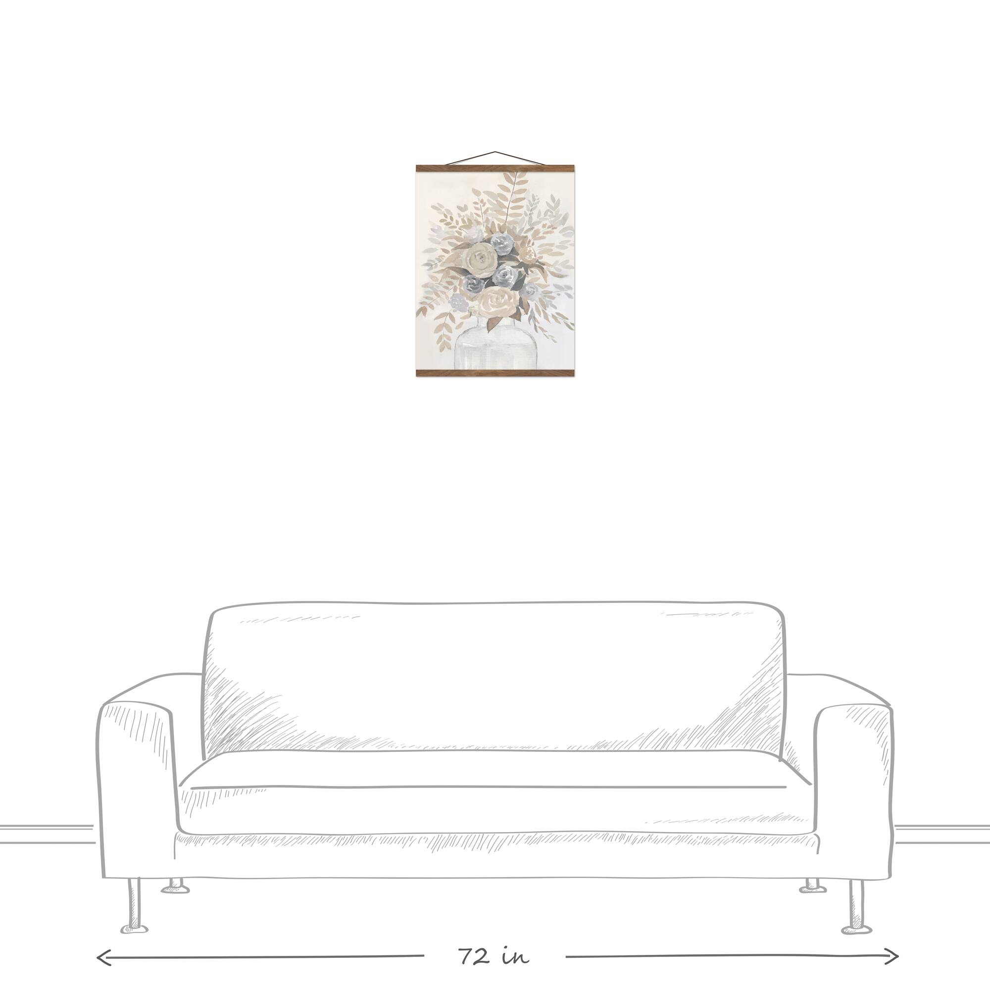 Watercolor Flowers 16" x 20" Teak Hanging Canvas