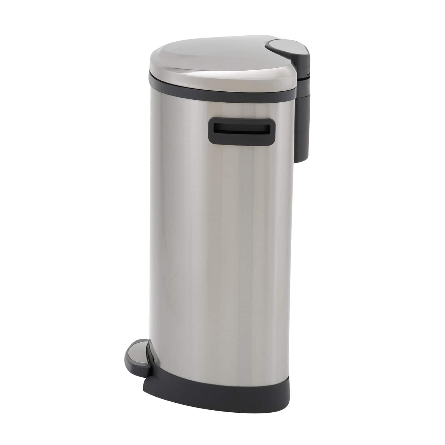 Household Essentials 13 gal. Stainless Steel Oval Trash Can with Step