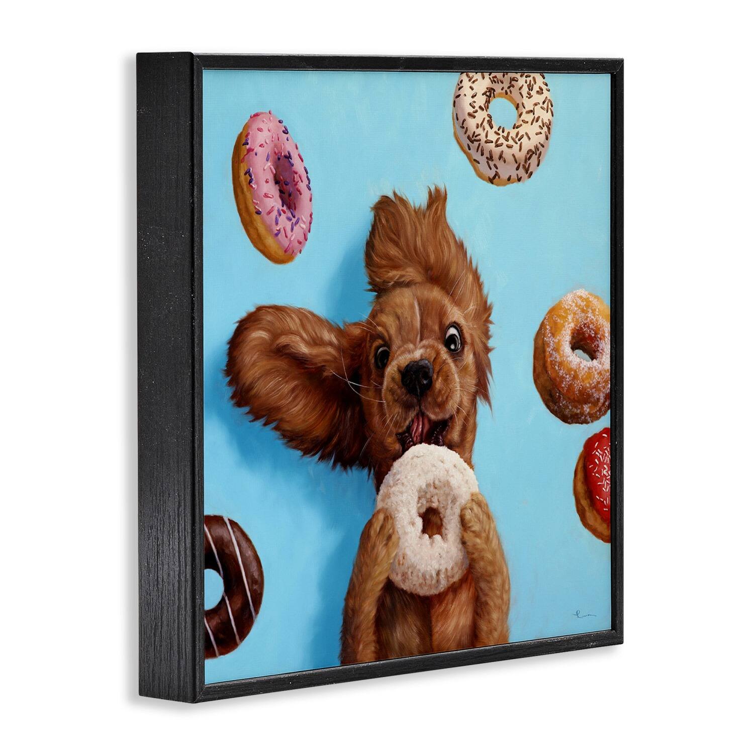 Stupell Industries Funny Dog Licking Donut Framed Giclee Art