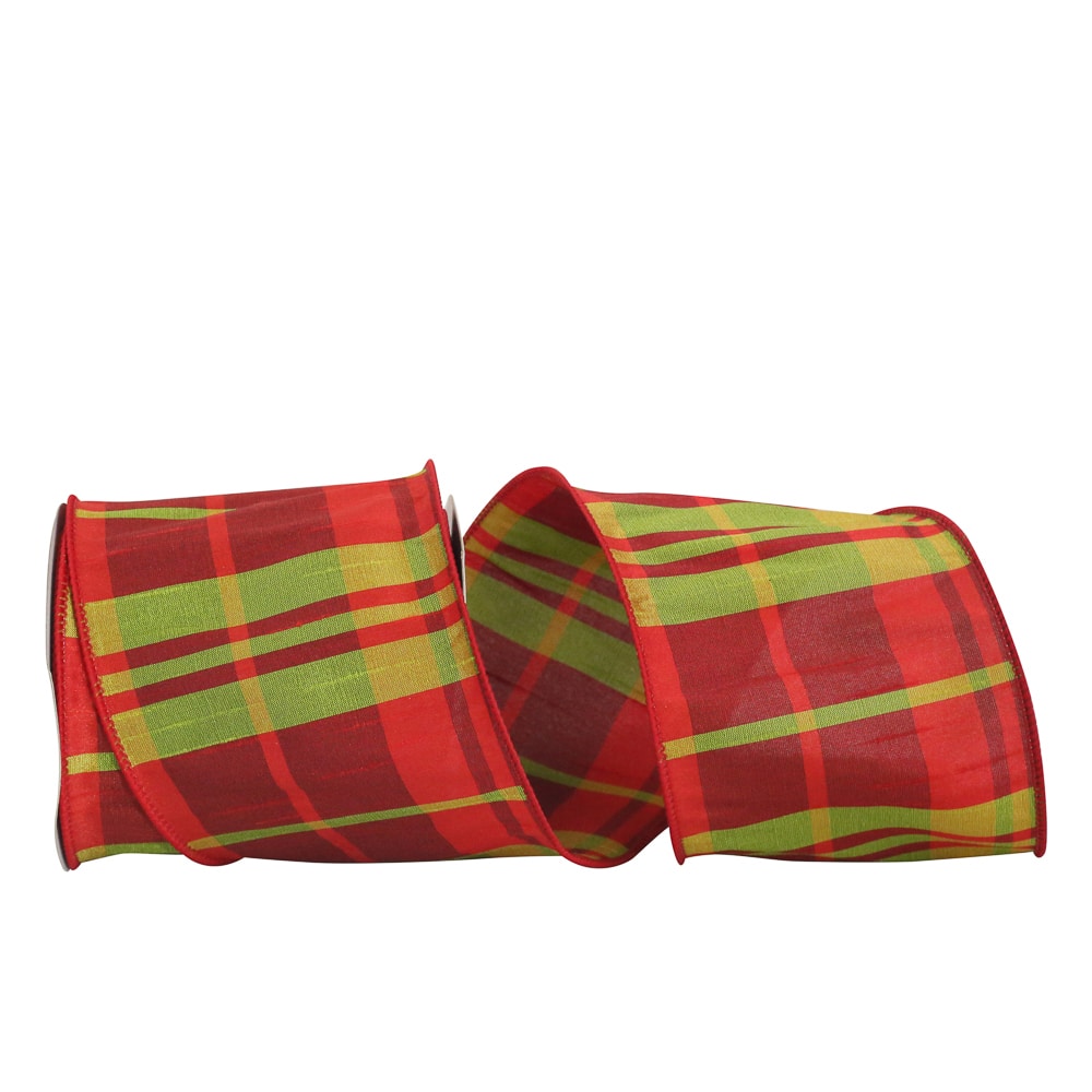 JAM Paper 4&#x22; x 10yd. Wired Grand Dupione Base Plaid Ribbon
