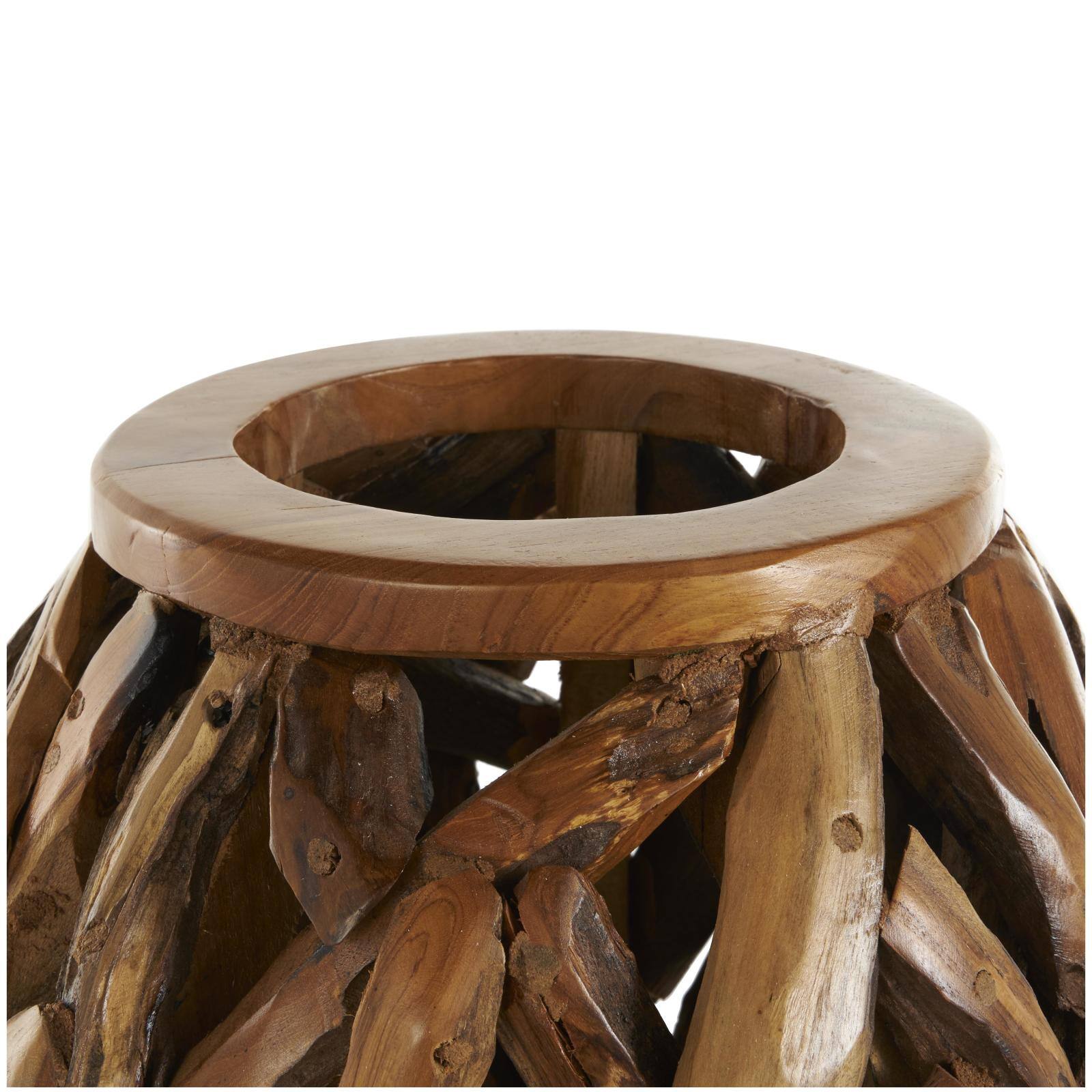 15.5" Brown Teak Wood Handmade Live Edge Tree Branch Vase