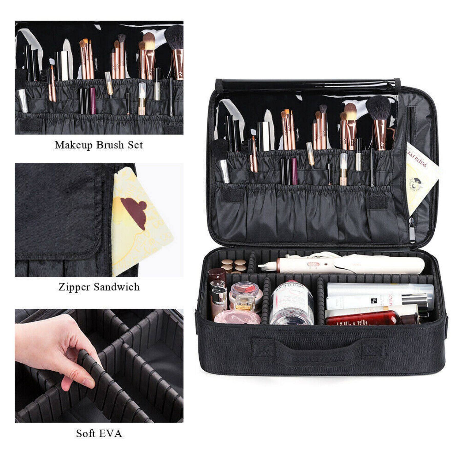 NEX&#x2122; Large Black Travel Cosmetic Organizer