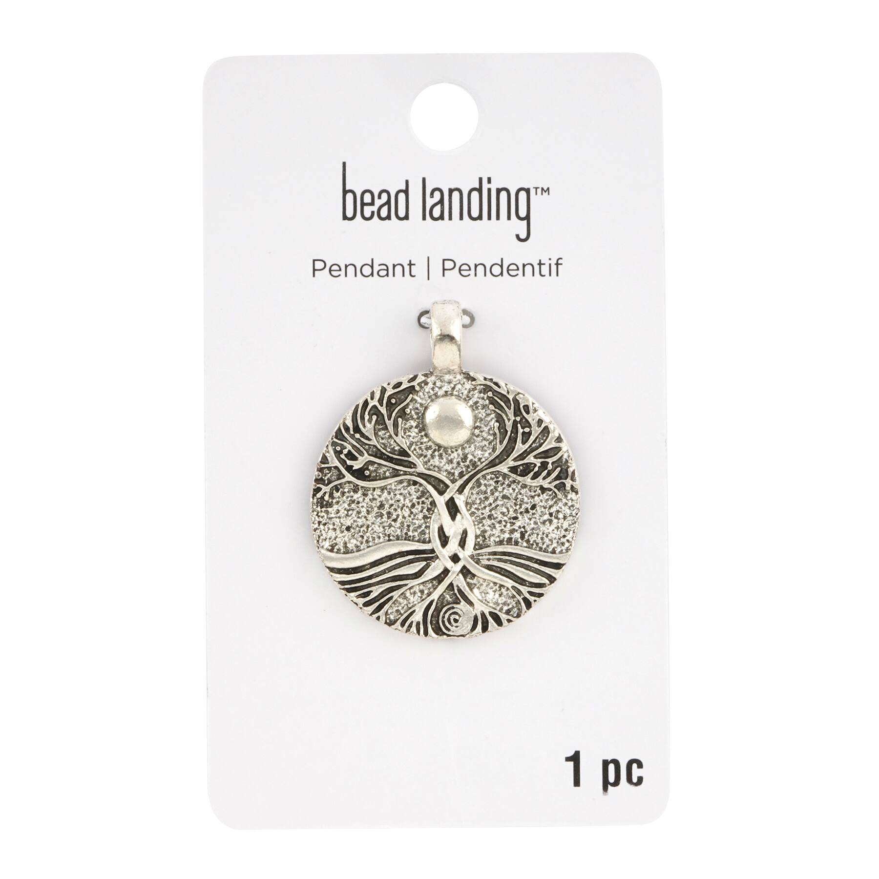 Rhodium Round Tree Roots Pendant by Bead Landing&#x2122;