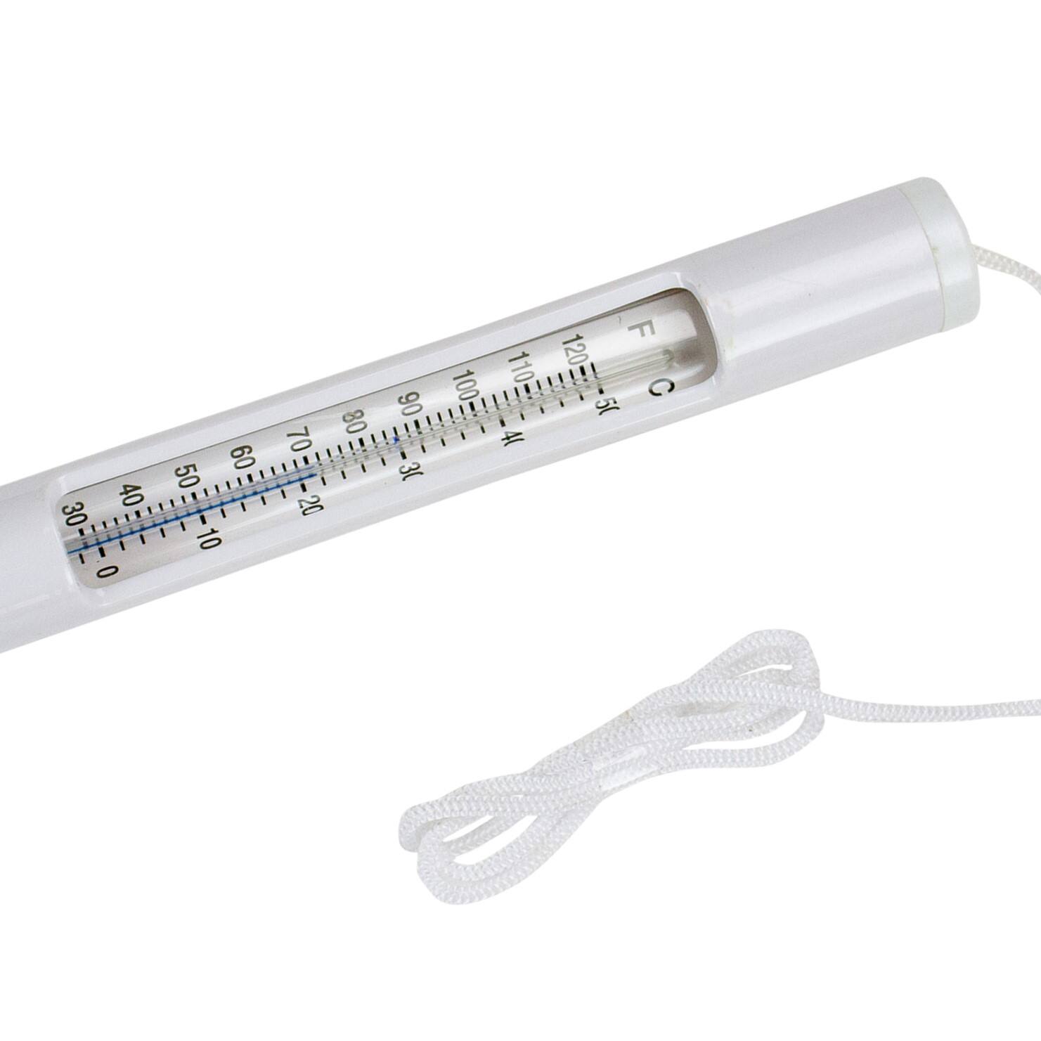 6.75&#x22; White Round Swimming Pool Thermometer with White Cord