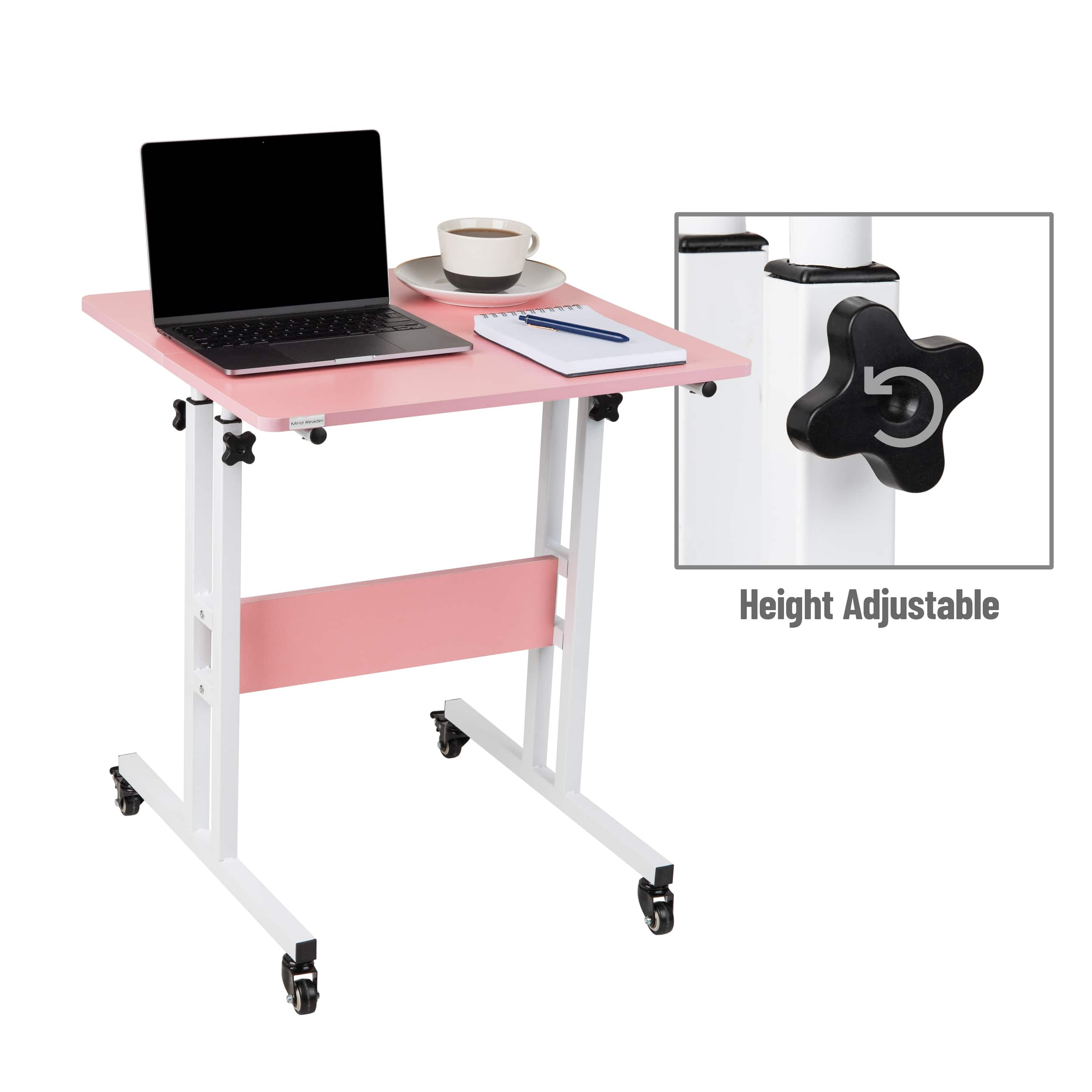 Mind Reader Portable Standing Adjustable Height Rolling Computer Desk
