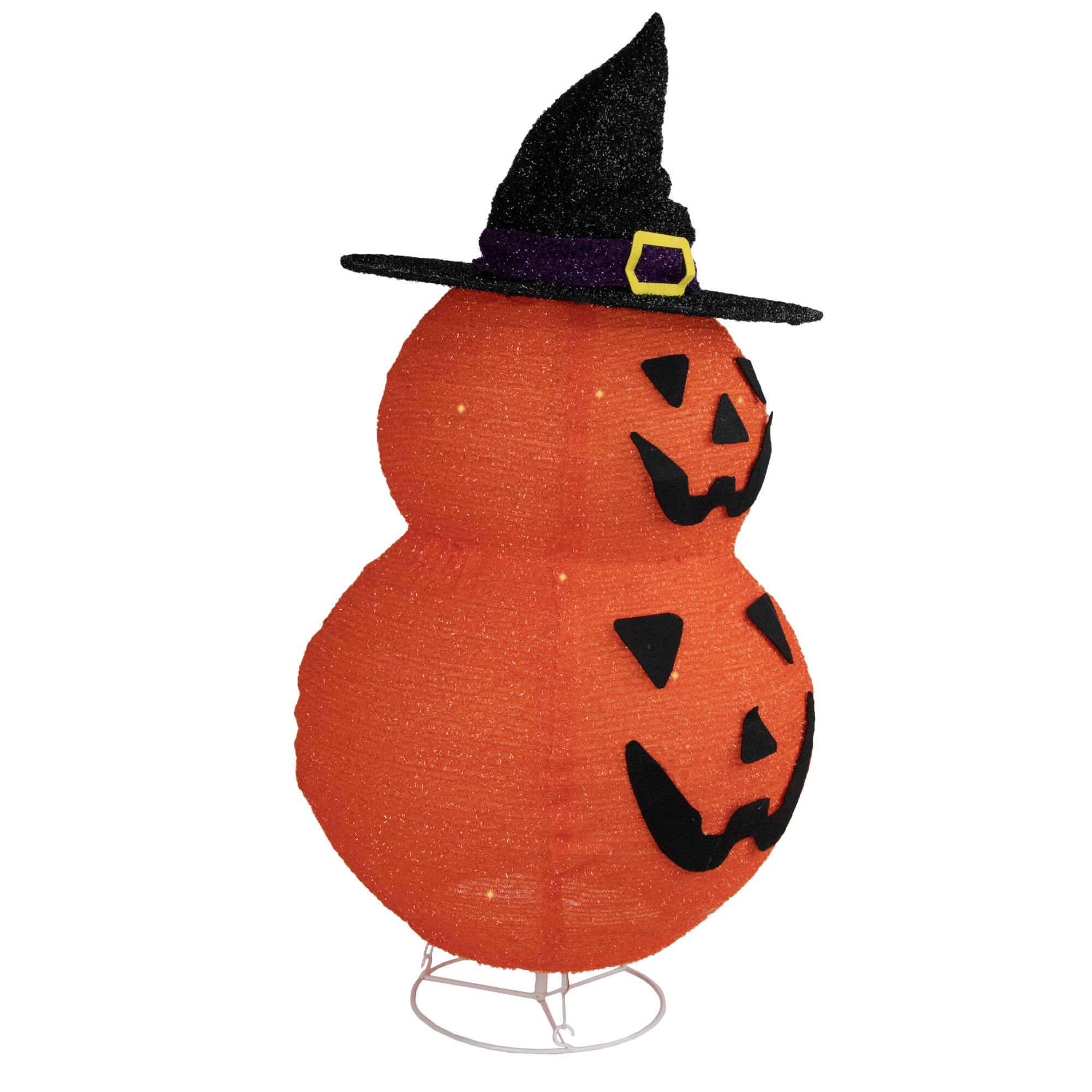 34&#x22; Jack-O&#x27;-Lanterns in Witch&#x27;s Hat Outdoor Halloween Decoration