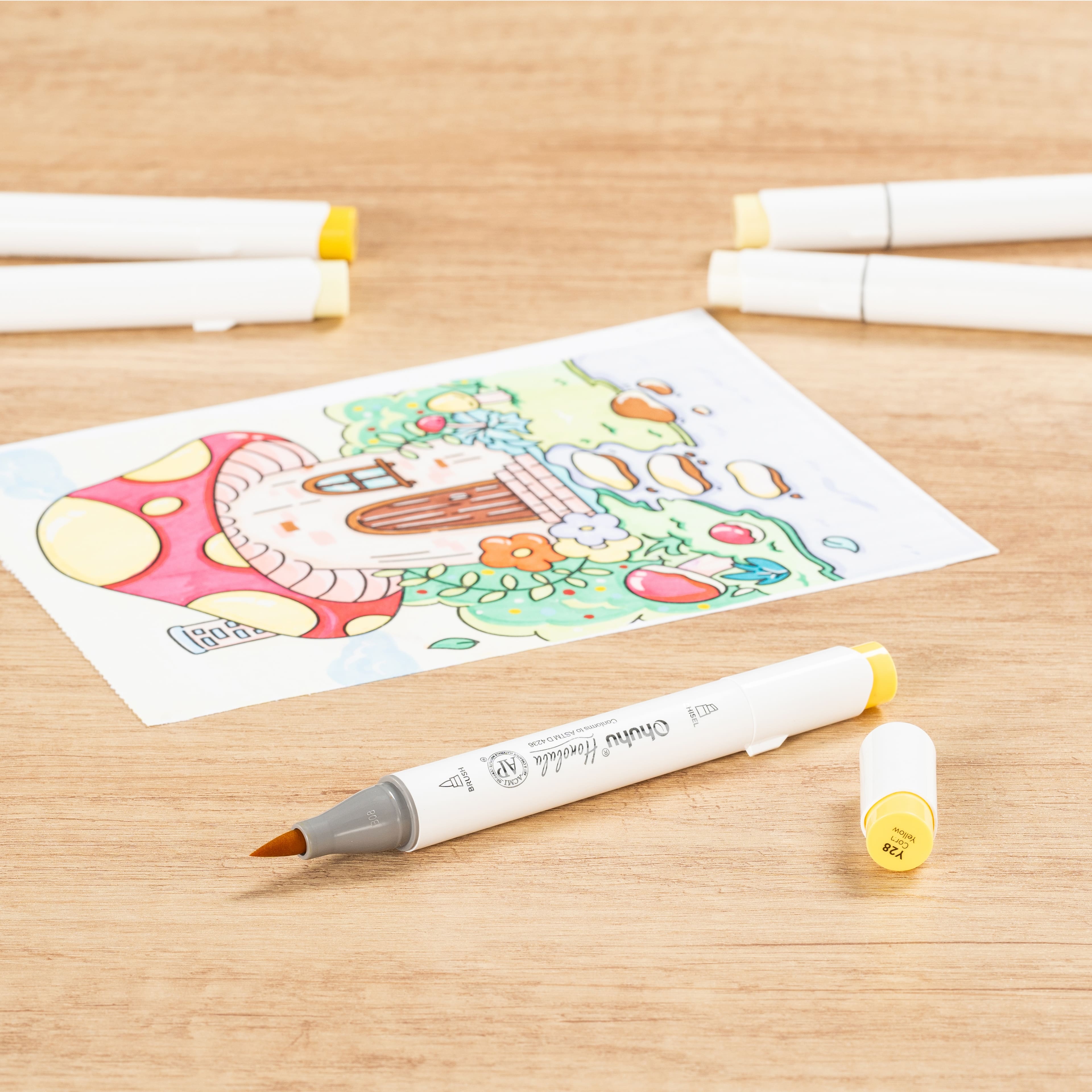 Ohuhu&#xAE; Honolulu Brush &#x26; Chisel Dual Tip Marker