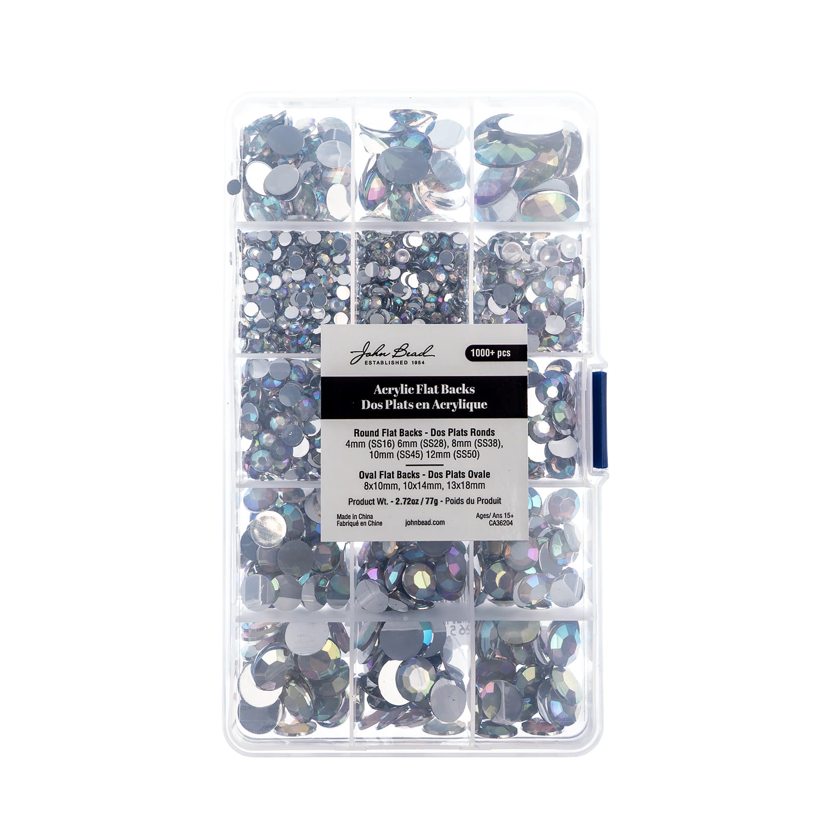 John Bead Round &#x26; Oval Acrylic Flatback Rhinestones in Box